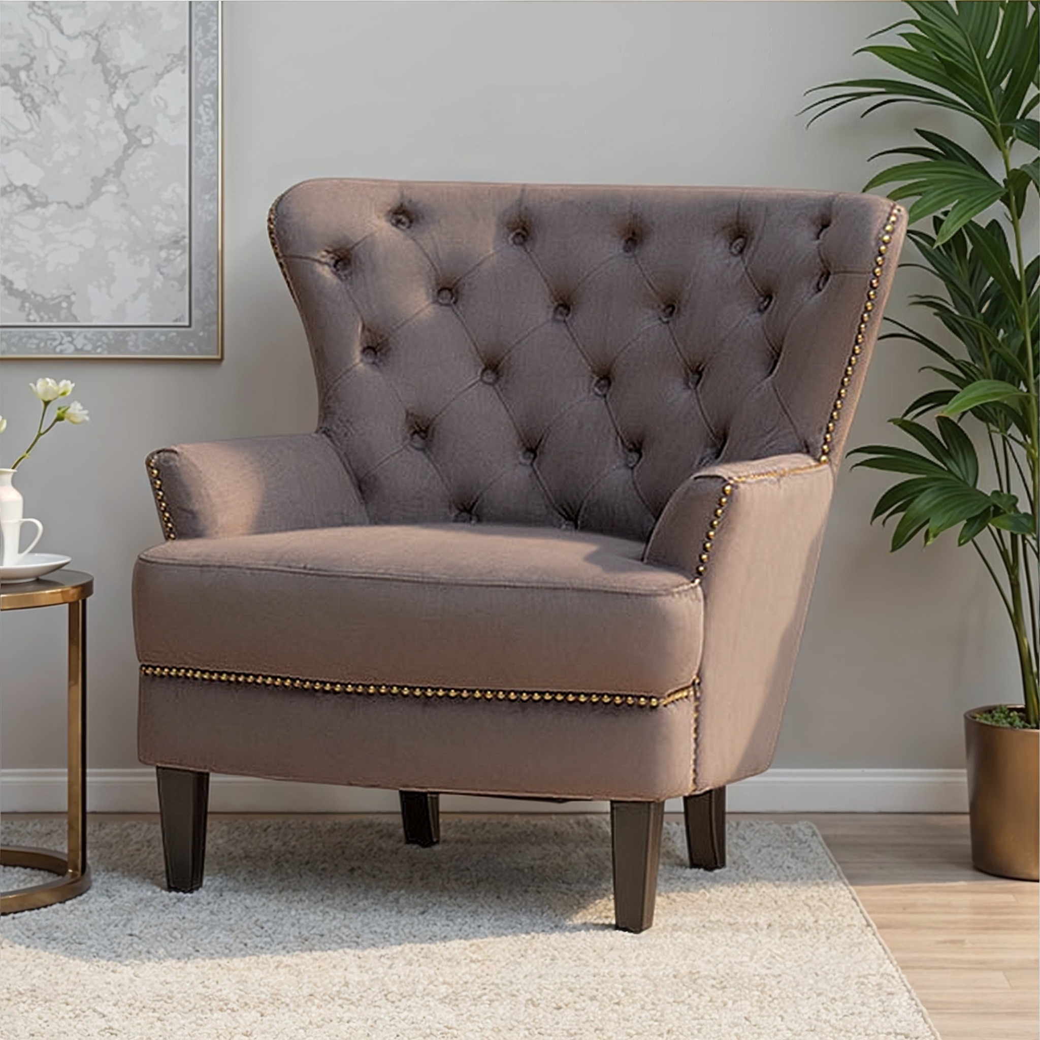 Elyse Velvet Chair, Steel