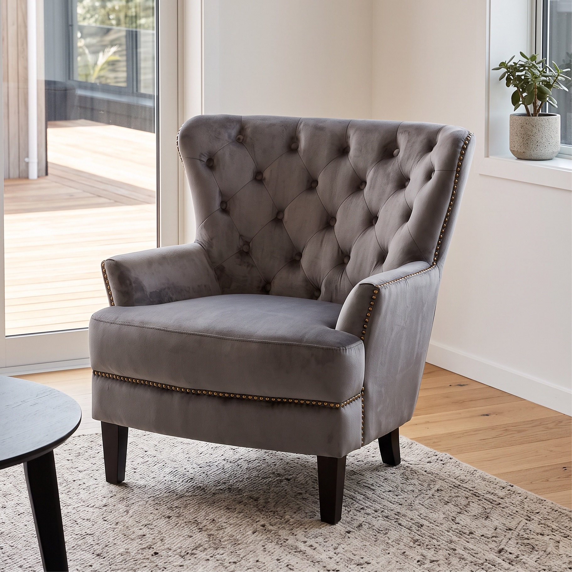 Elyse Velvet Chair, Steel