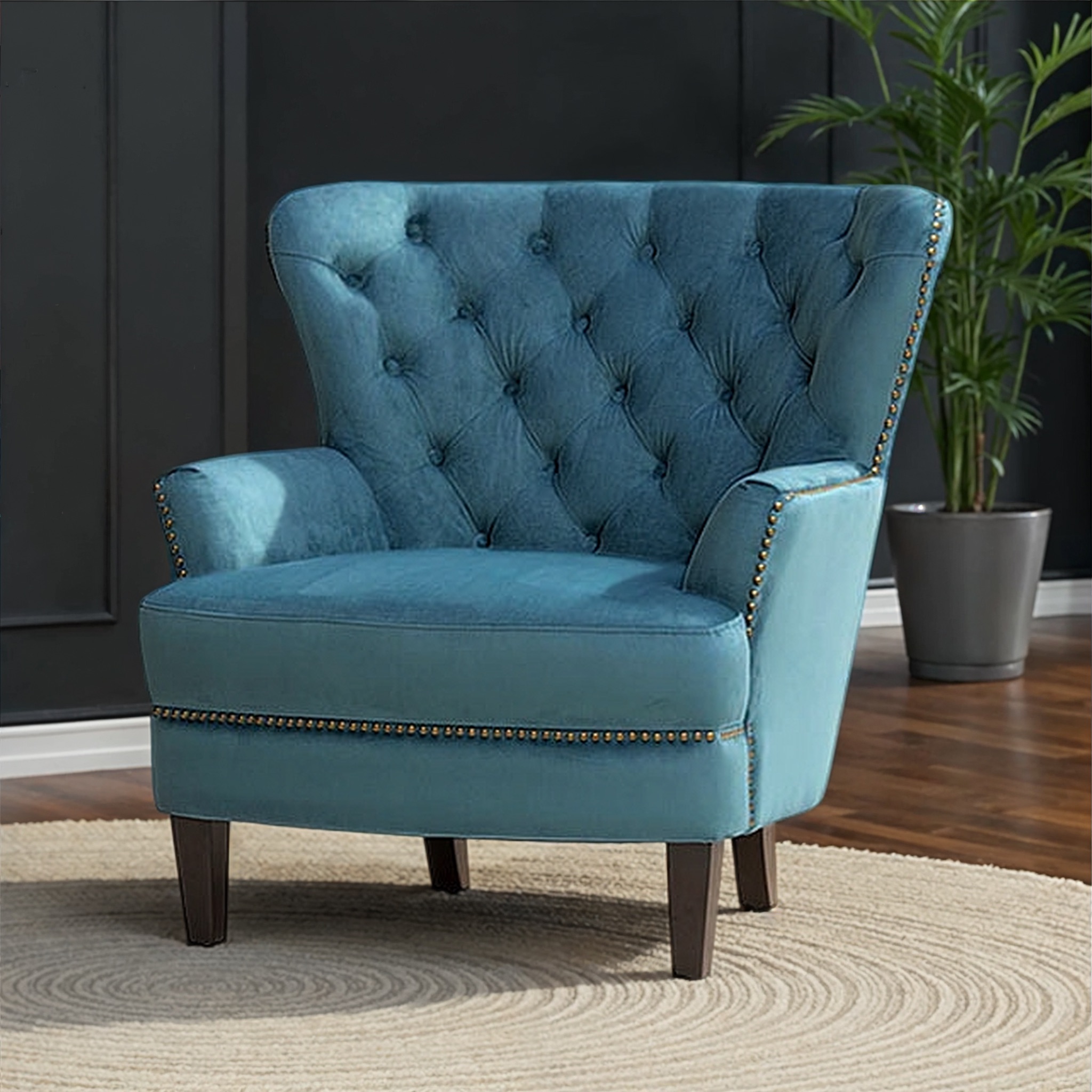 Elyse Velvet Chair, Marine