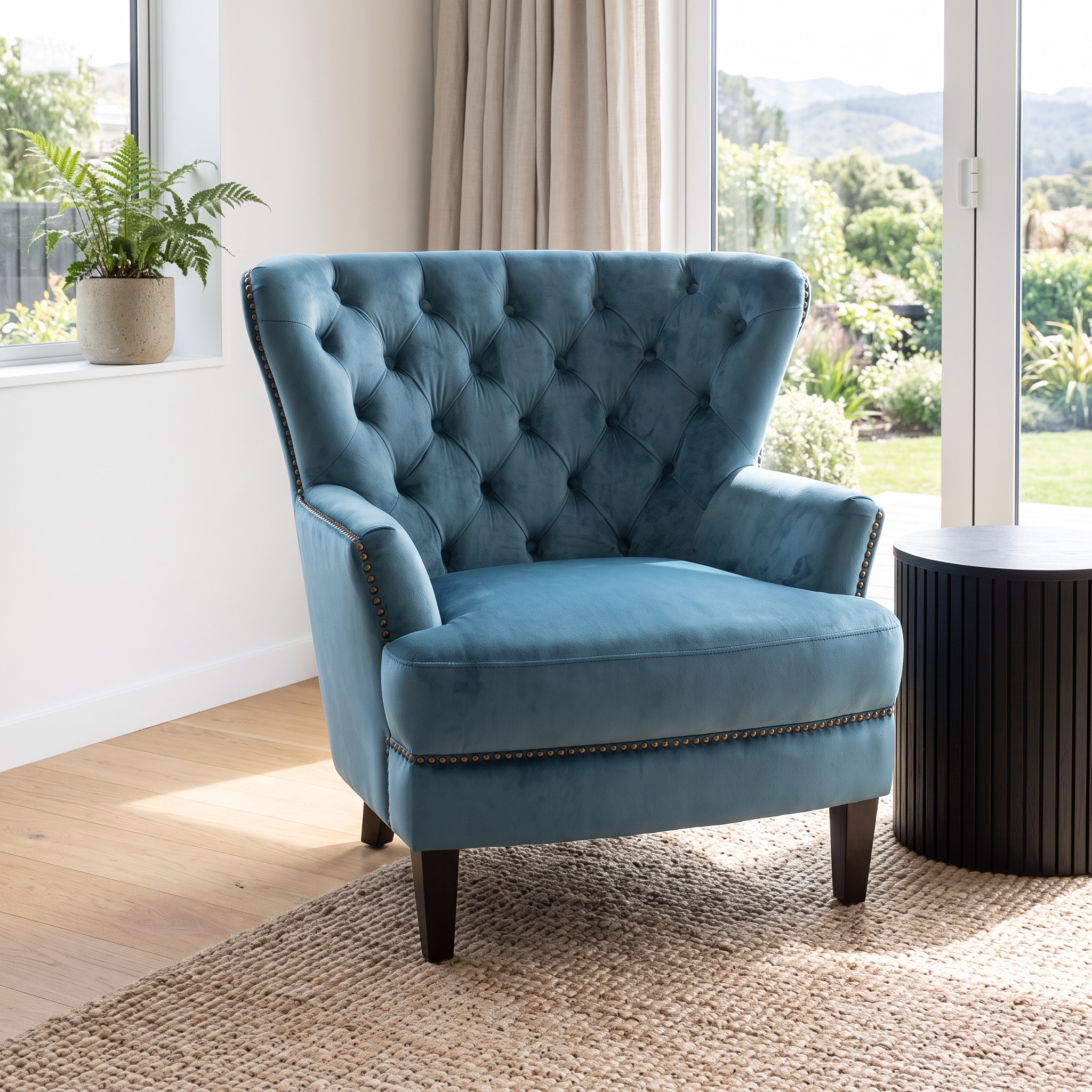 Elyse Velvet Chair, Marine