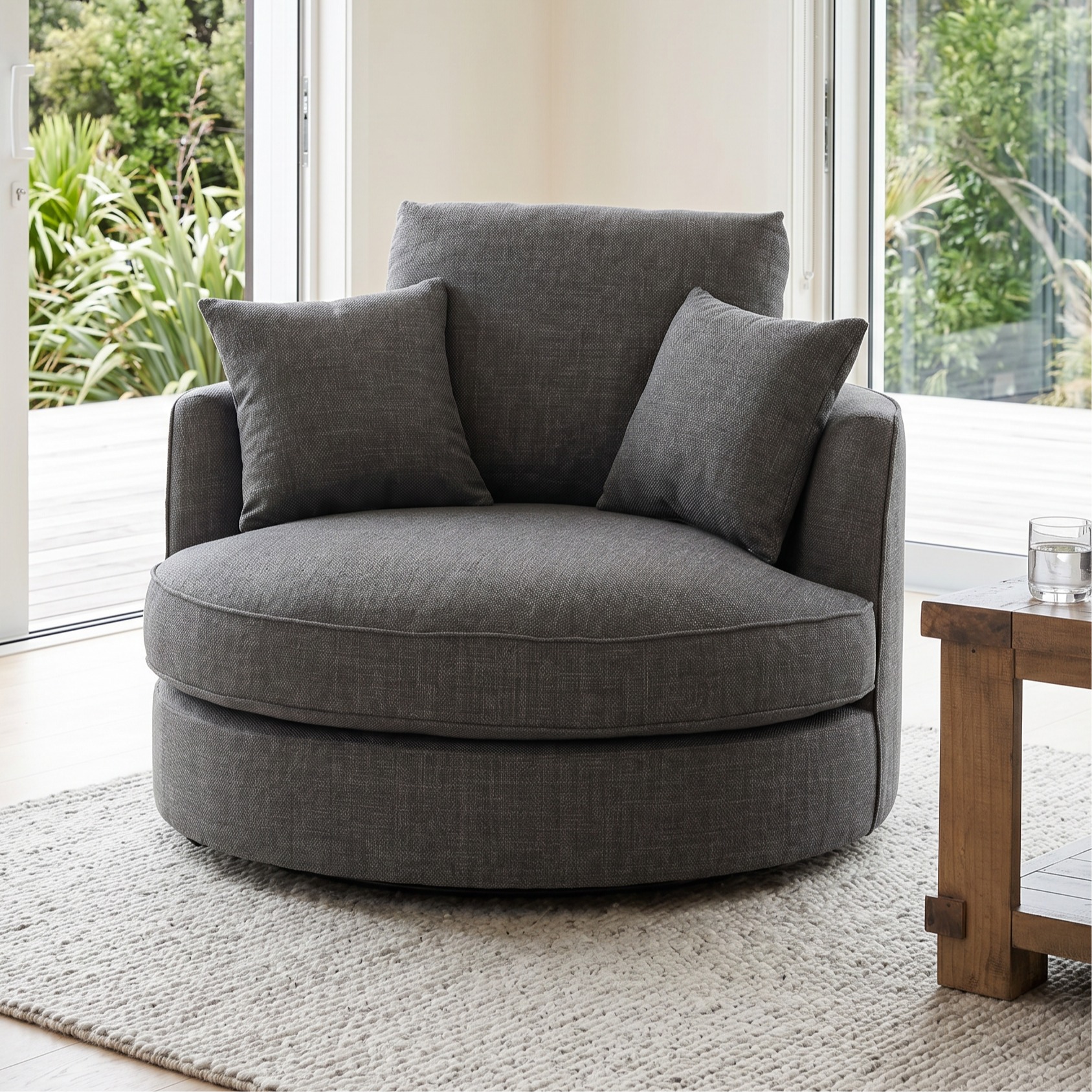 Hampshire Swivel Chair, Dark Grey