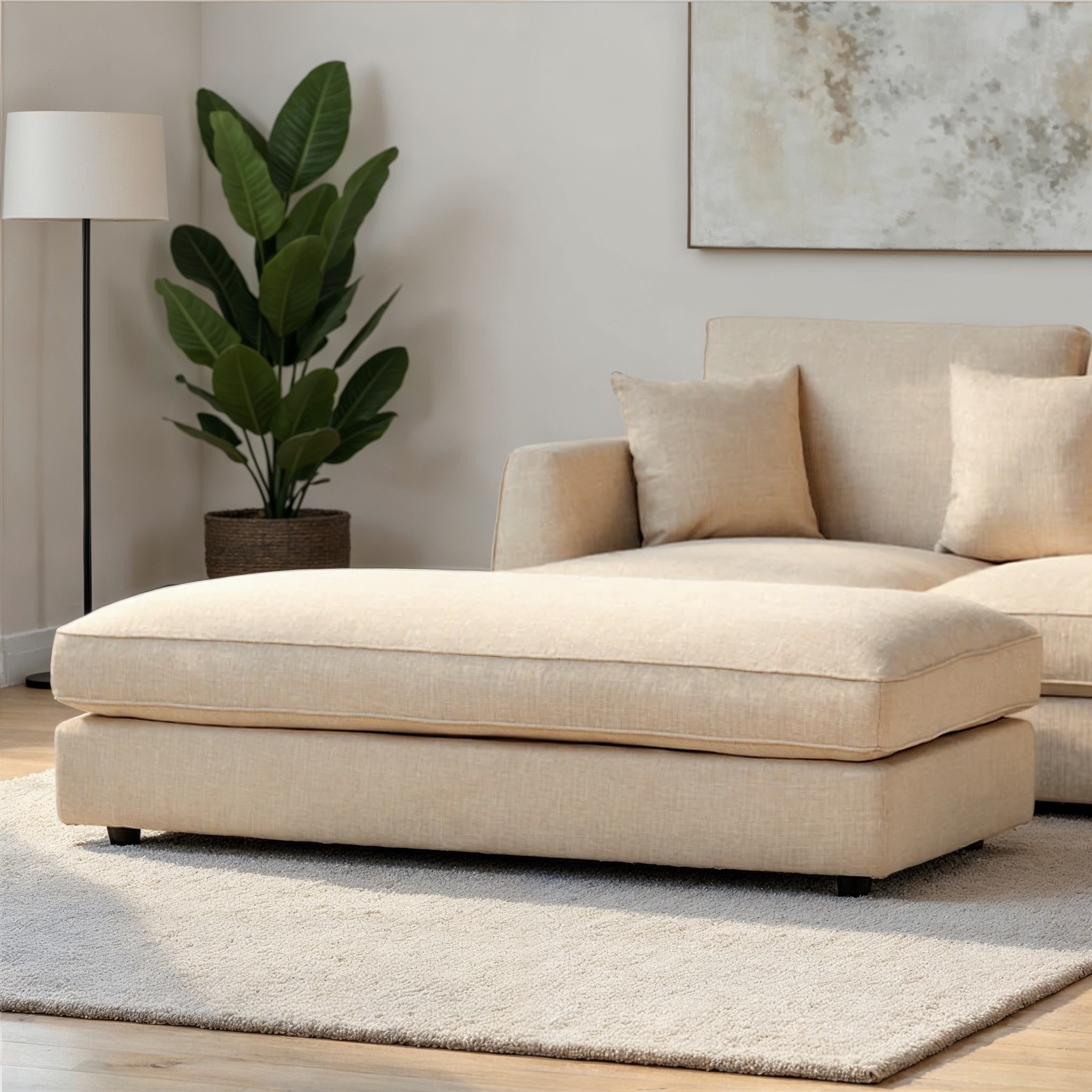 Hampshire Oversized Ottoman, Oatmeal