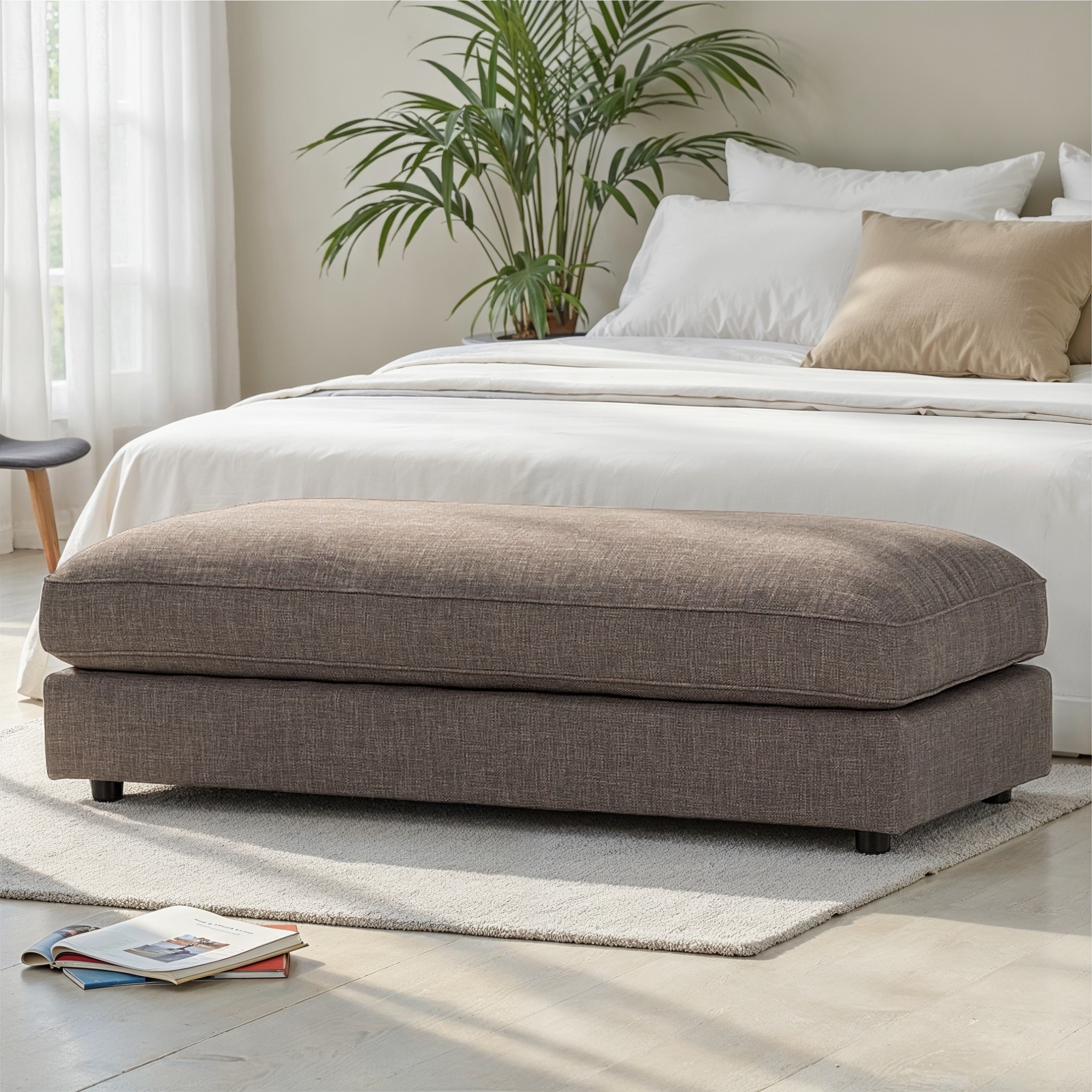 Hampton Oversized Ottoman, Dark Grey