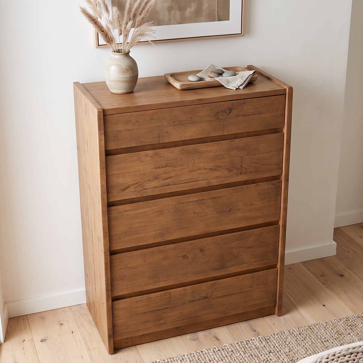 Ashby 5 Drawer Tallboy, Rustic Brown