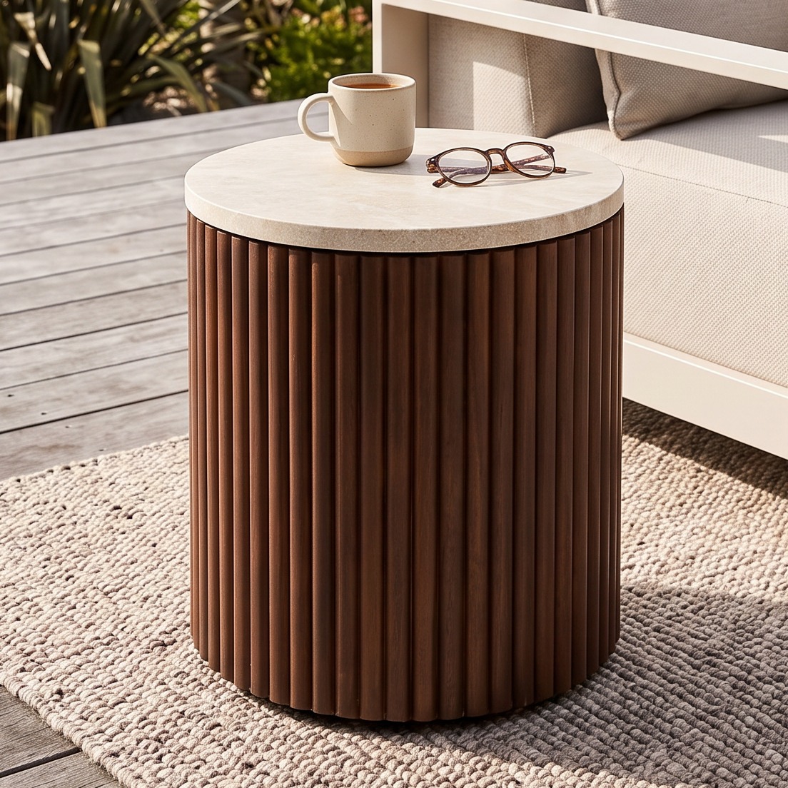 Dakota Outdoor Side Table - W40, Walnut Brown