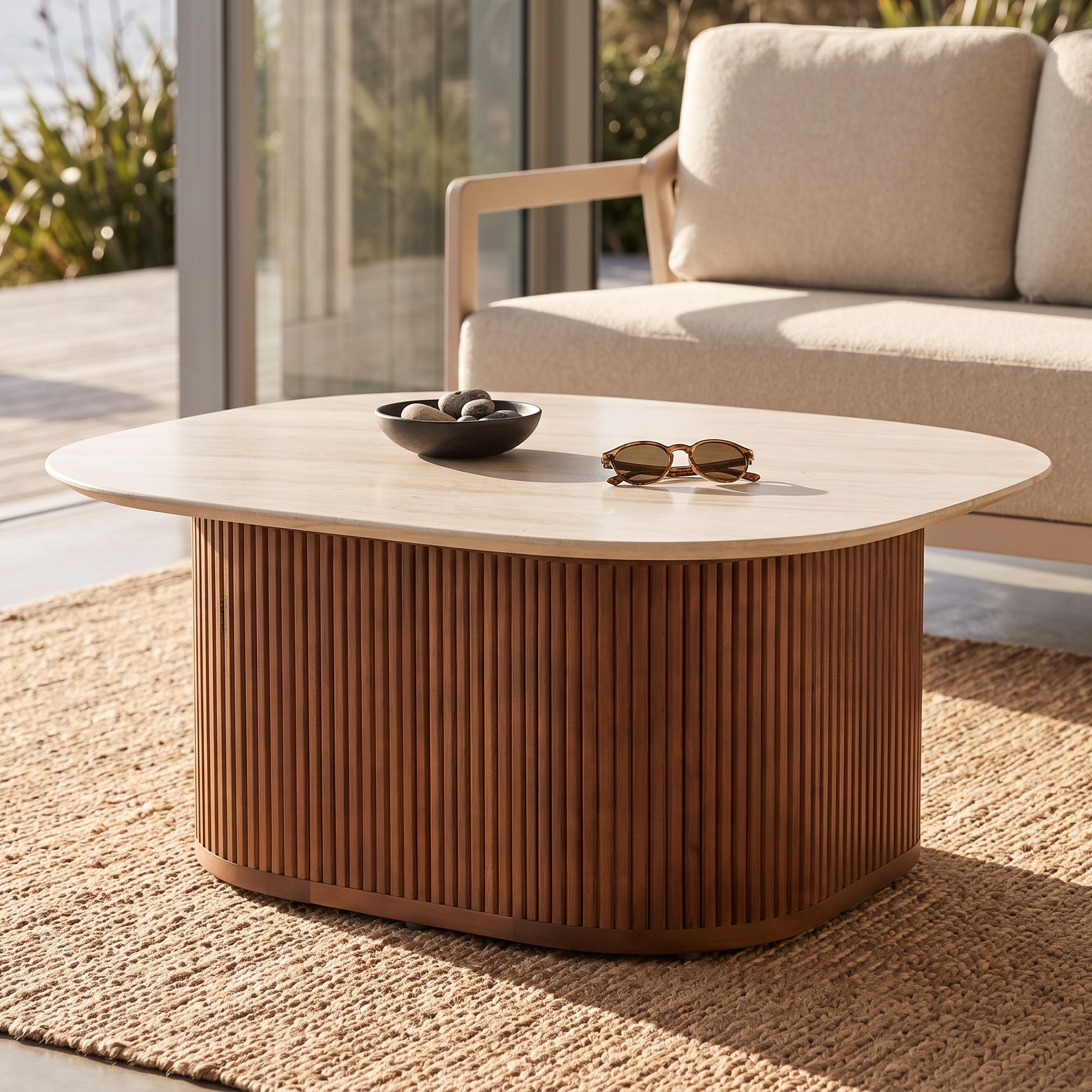 Azlea Outdoor Square Coffee Table - W90, Walnut Brown