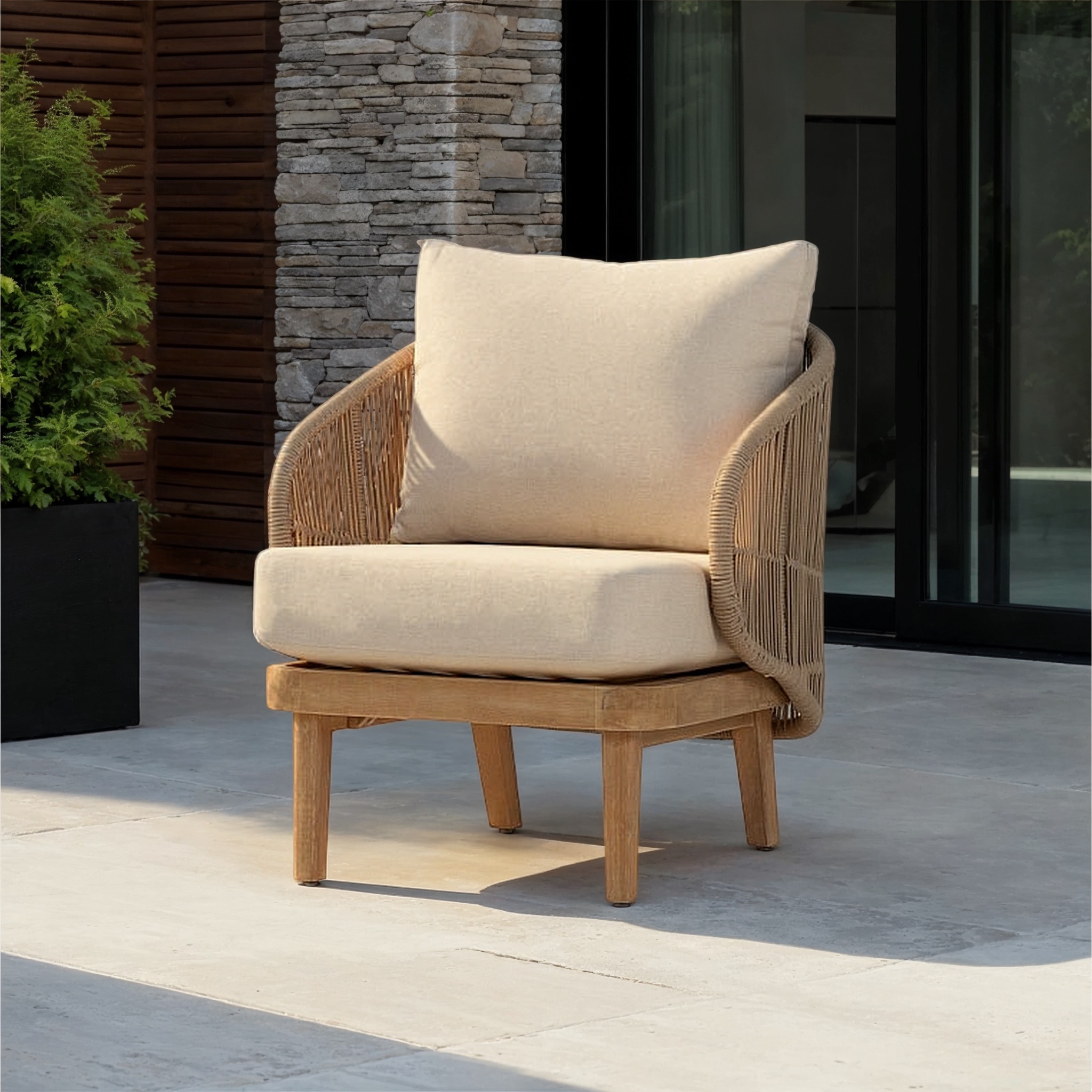 Aegina Outdoor 1 Seater, Oatmeal