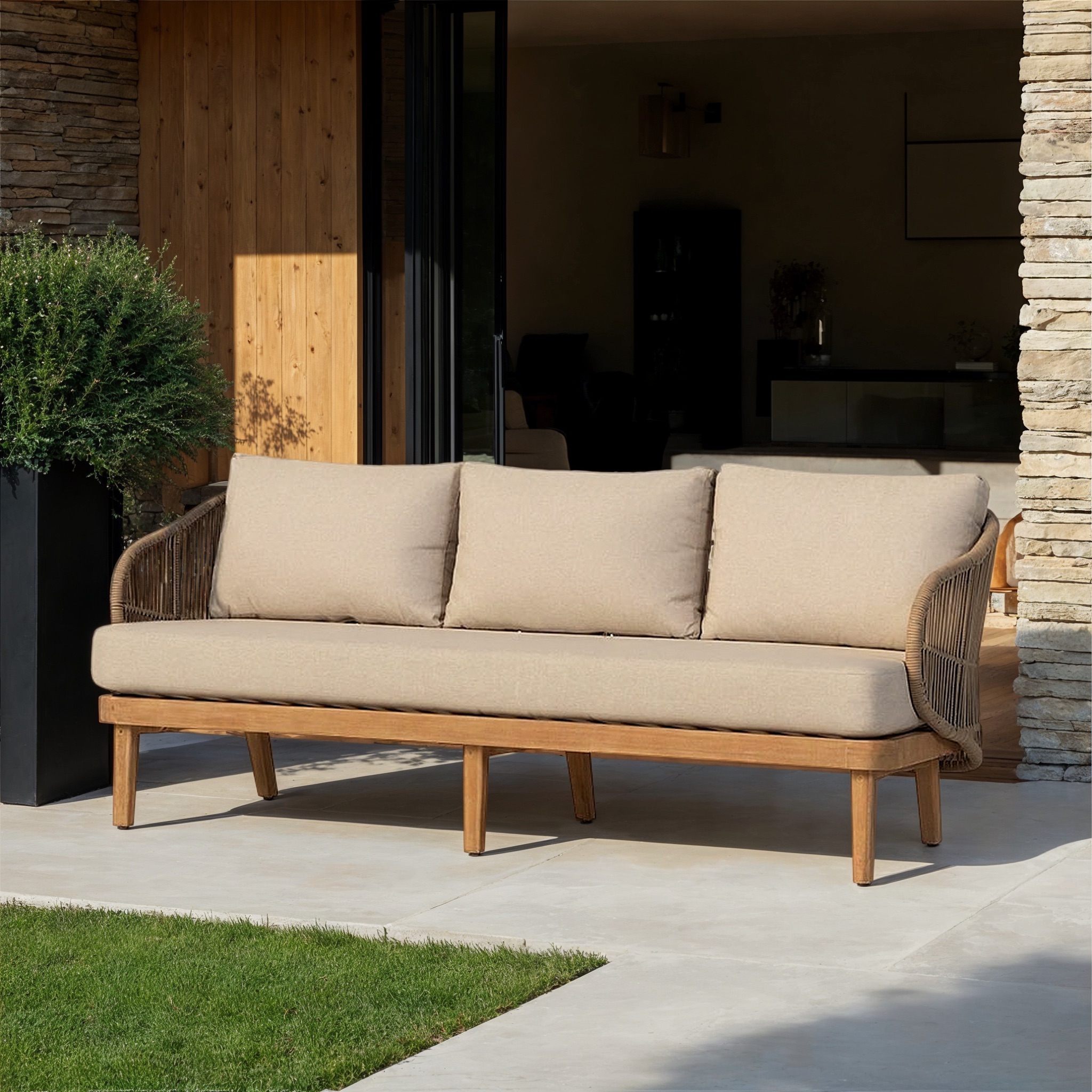 Aegina Outdoor 3 Seater, Oatmeal