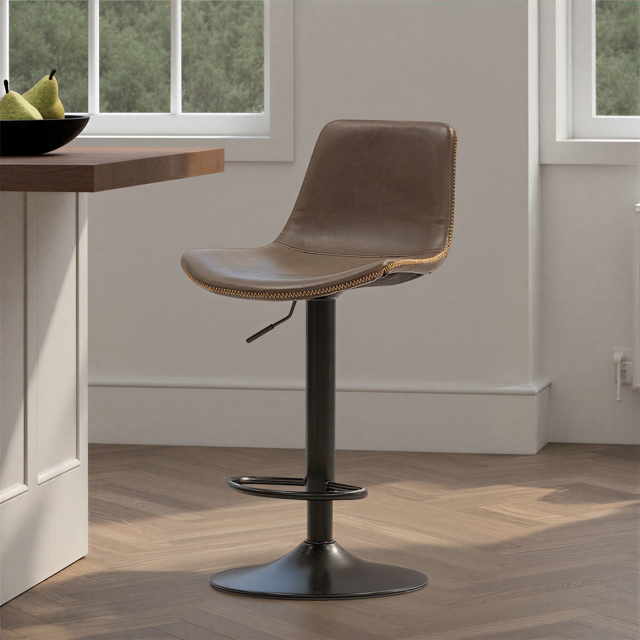 Vintage Gaslift Barstool, Espresso