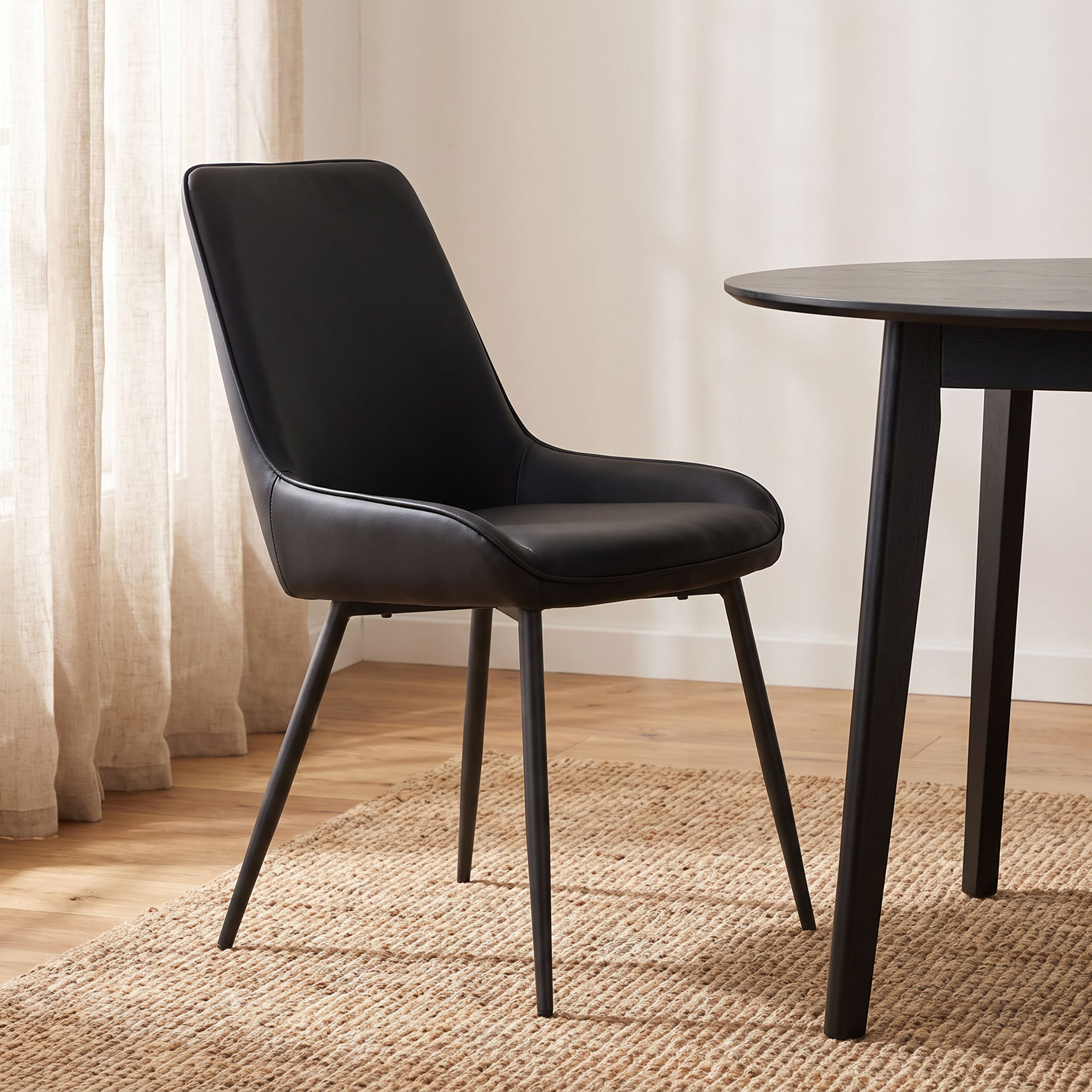 Brookby Dining Chair With Metal Leg, Black