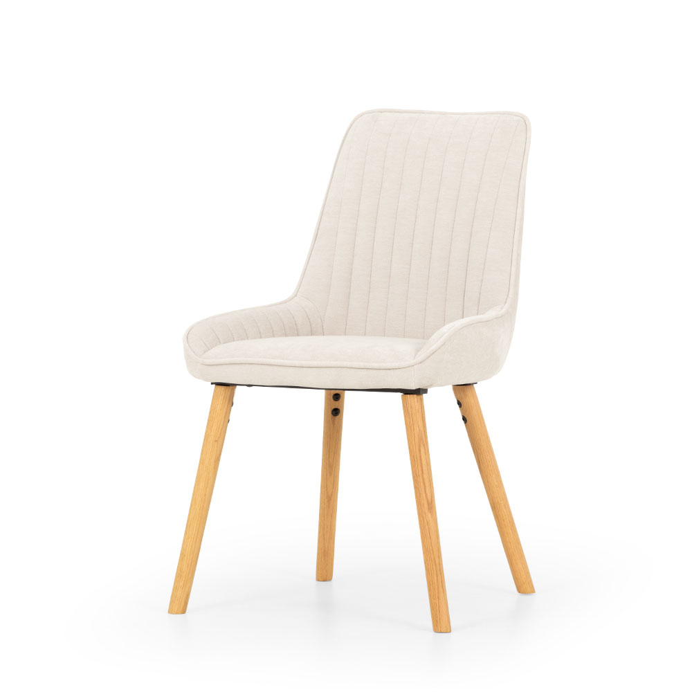 Parker Dining Chair With Oak Wood, Light Grey