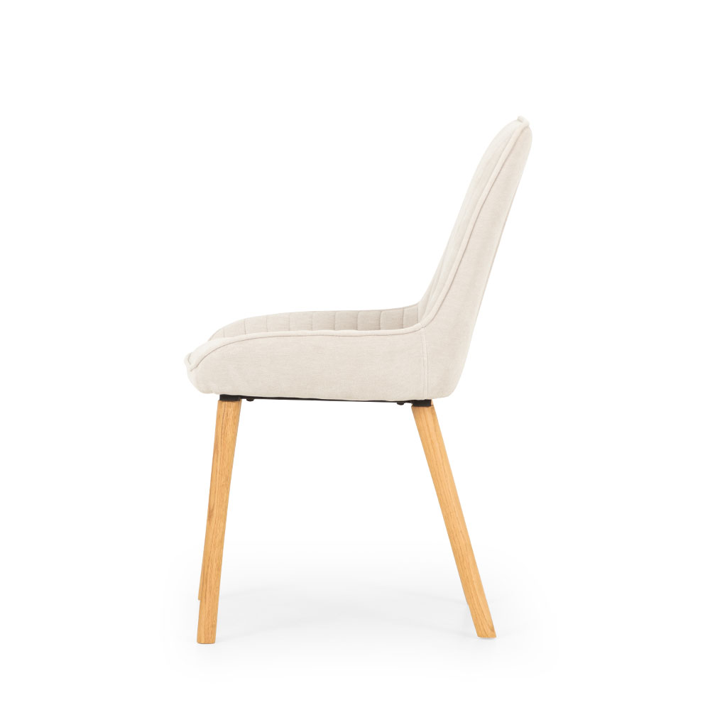 Parker Dining Chair With Oak Wood, Light Grey