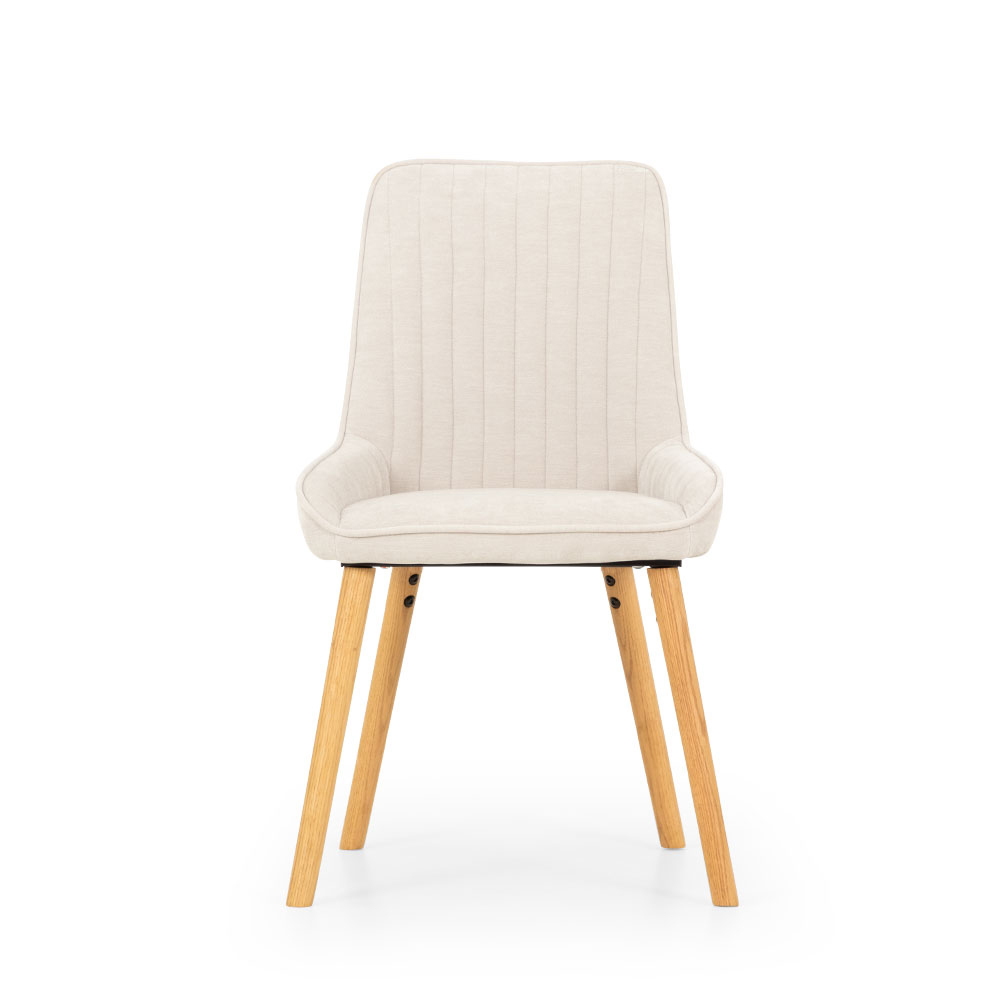 Parker Dining Chair With Oak Wood, Light Grey