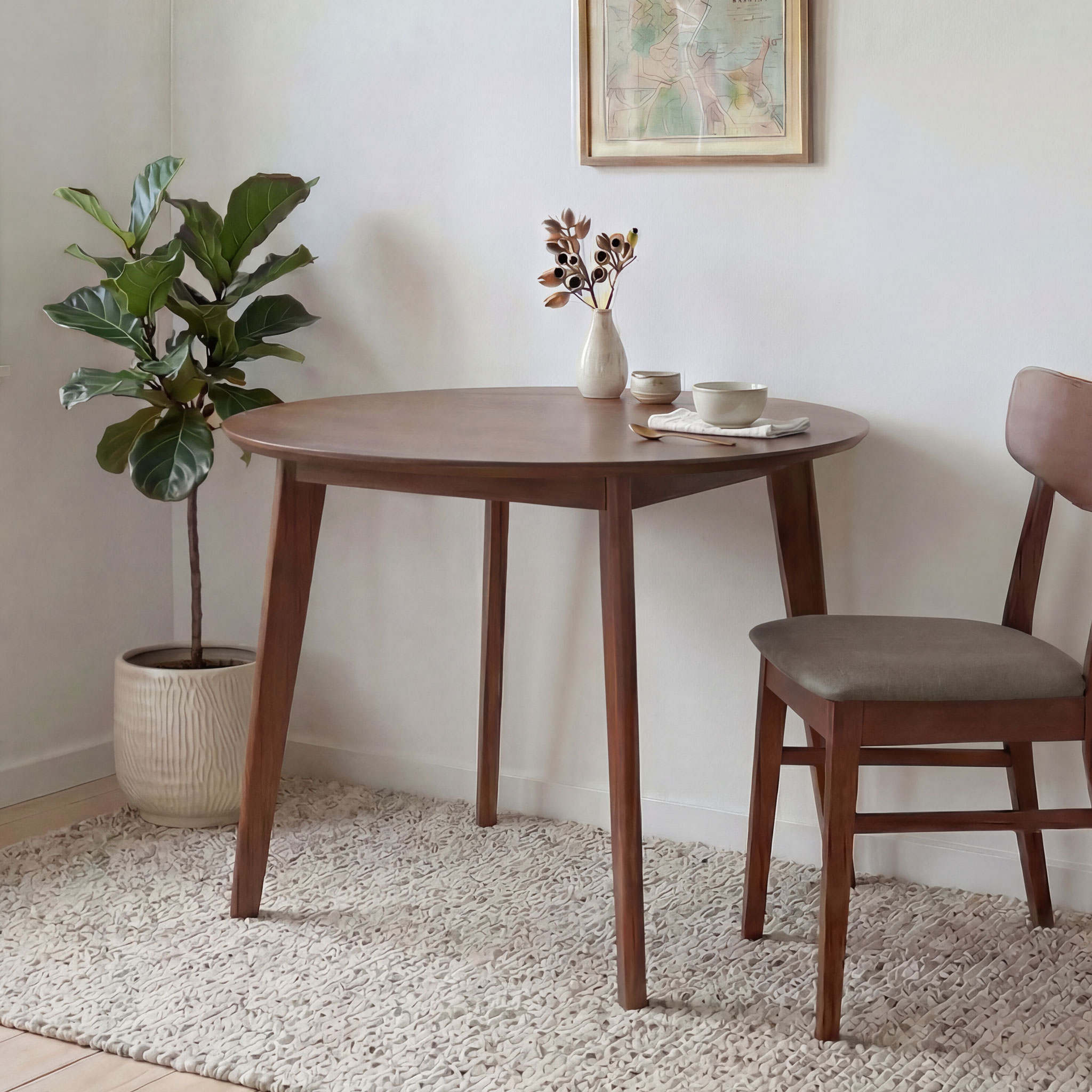 Veno Round Dining Table - W110, Walnut