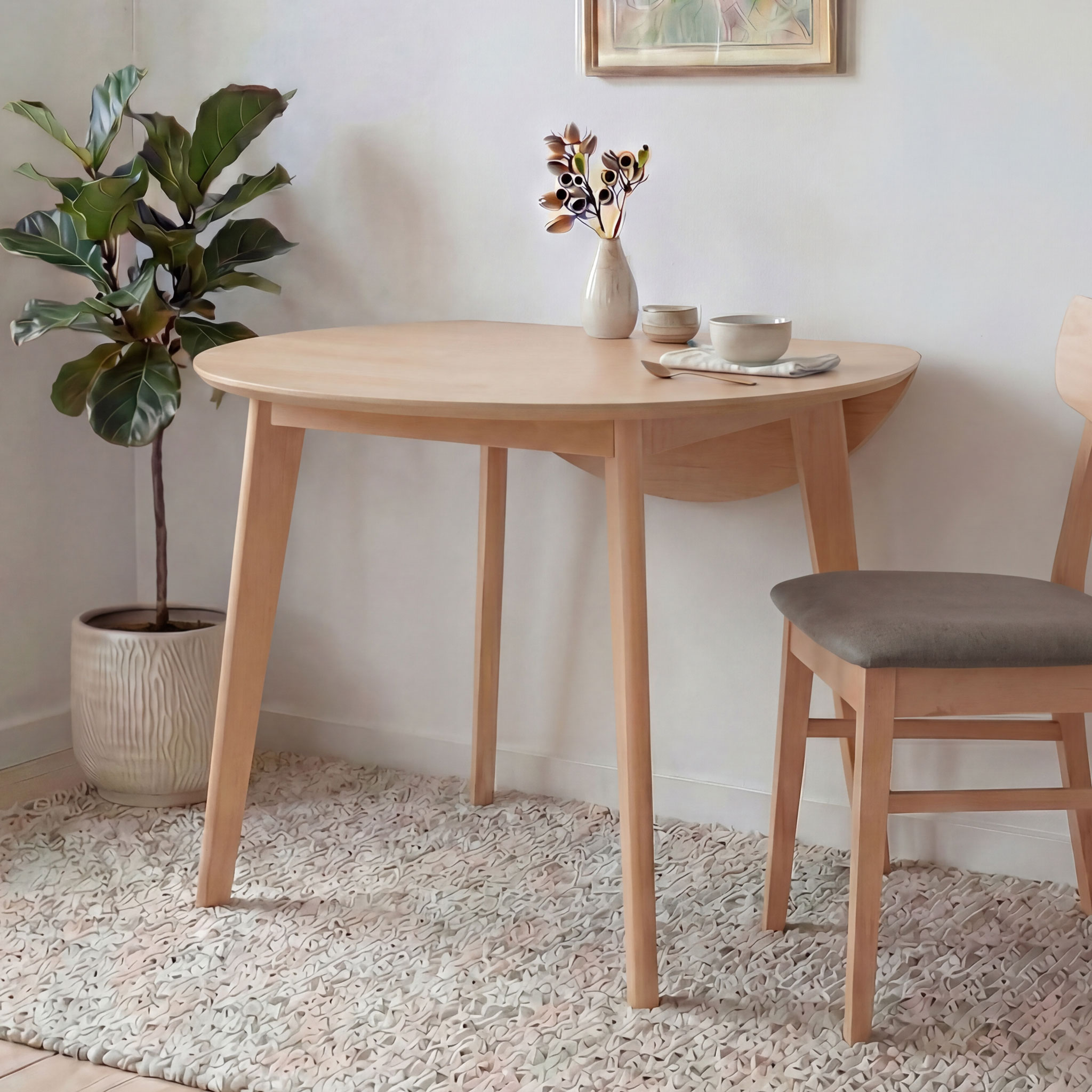 Veno Drop Leaf Round Dining Table - W60/90