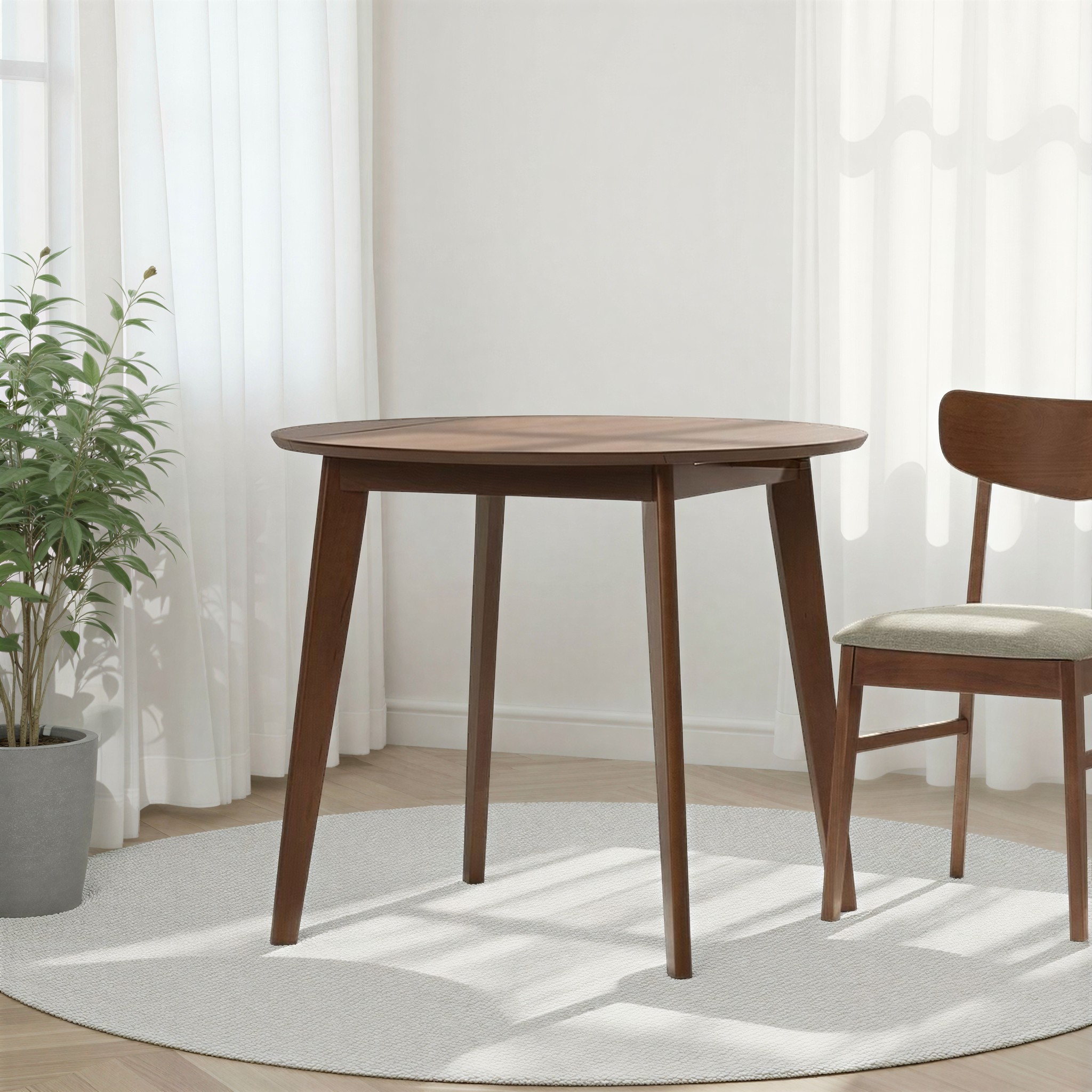 Veno Drop Leaf Round Dining Table - W60/90, Walnut