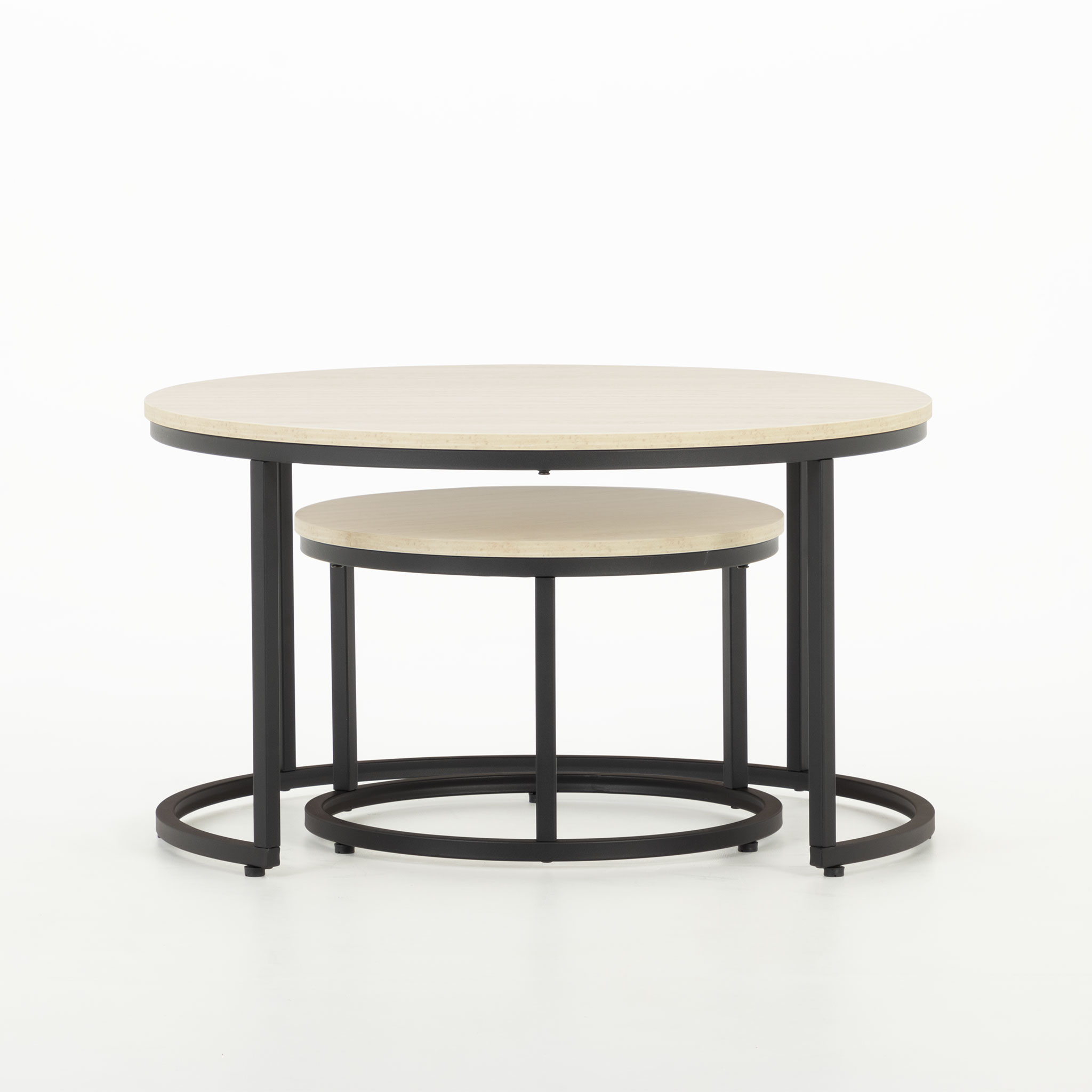 Jemma Set of 2 Round Side Tables KD, Black