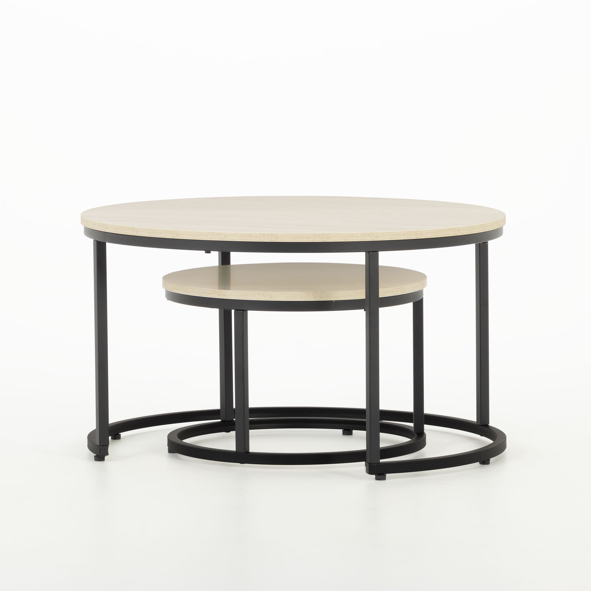 Jemma Set of 2 Round Side Tables KD, Black