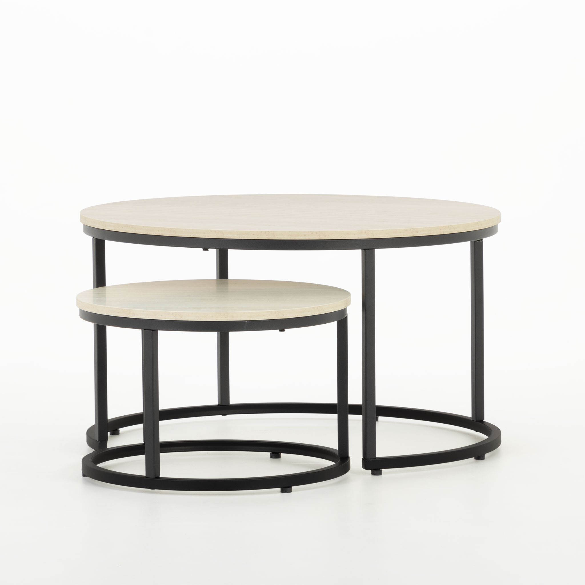 Jemma Set of 2 Round Side Tables KD, Black