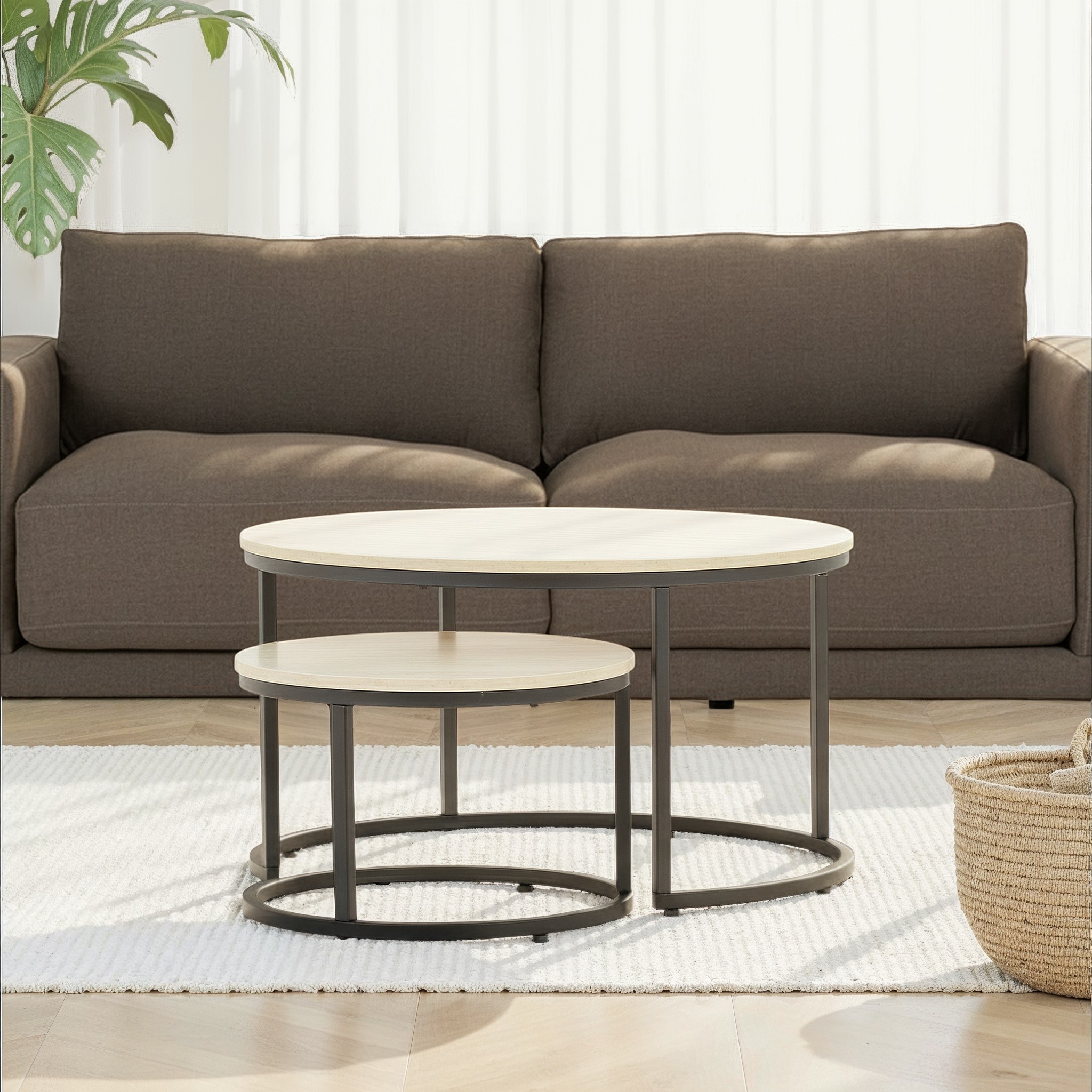 Jemma Set of 2 Round Side Tables KD, Black