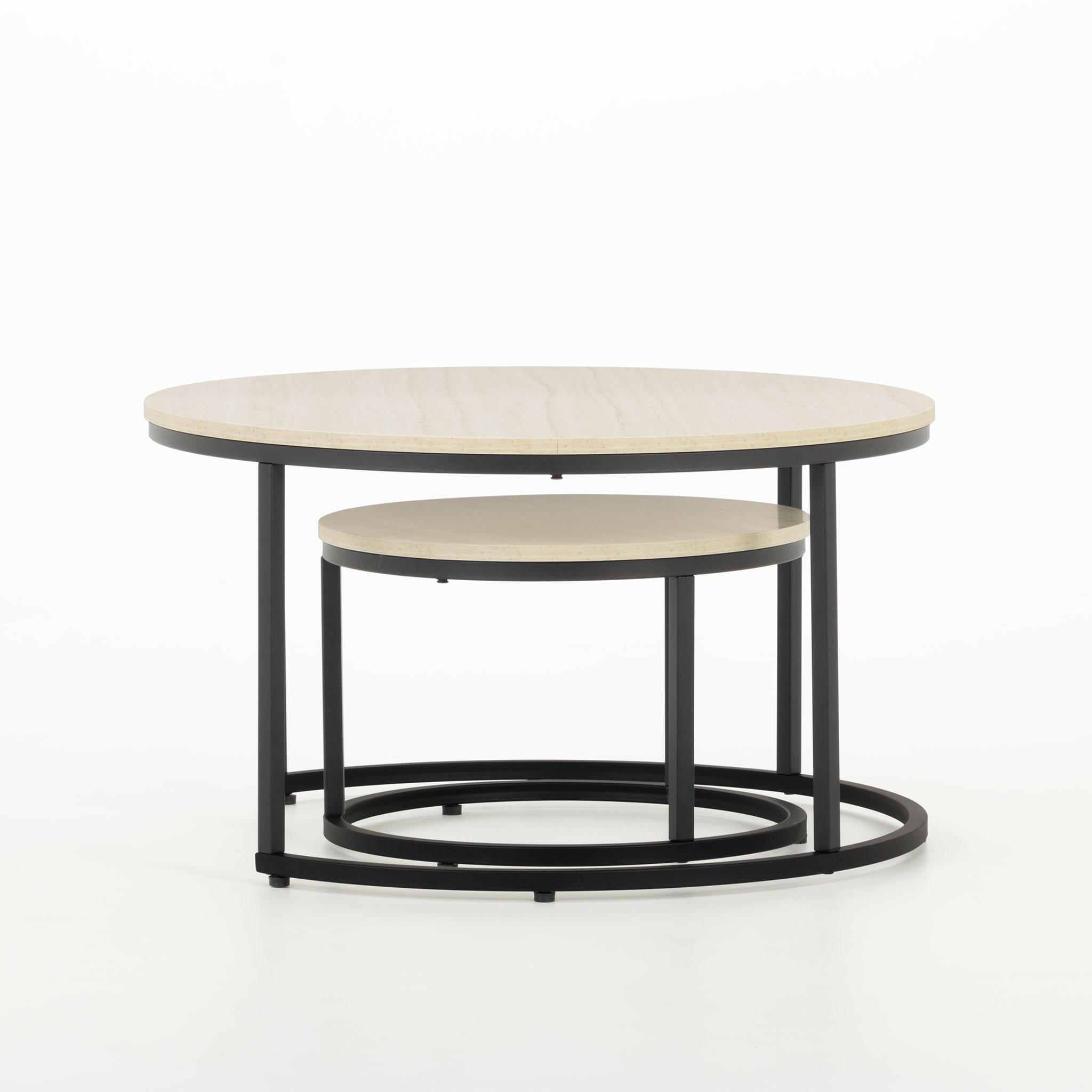 Jemma Set of 2 Round Side Tables KD, Black