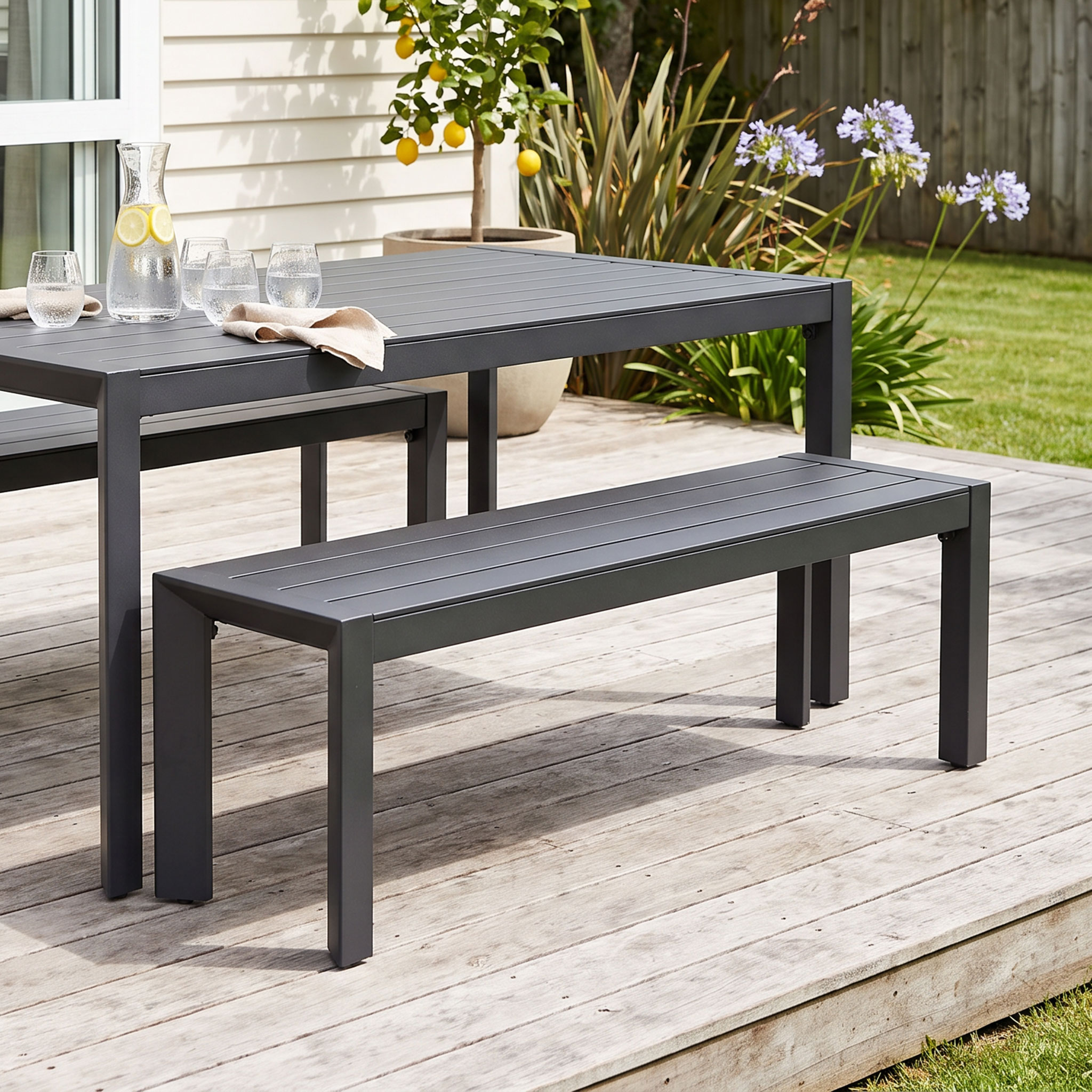 Antoni Outdoor Bench - W150, Gunmetal