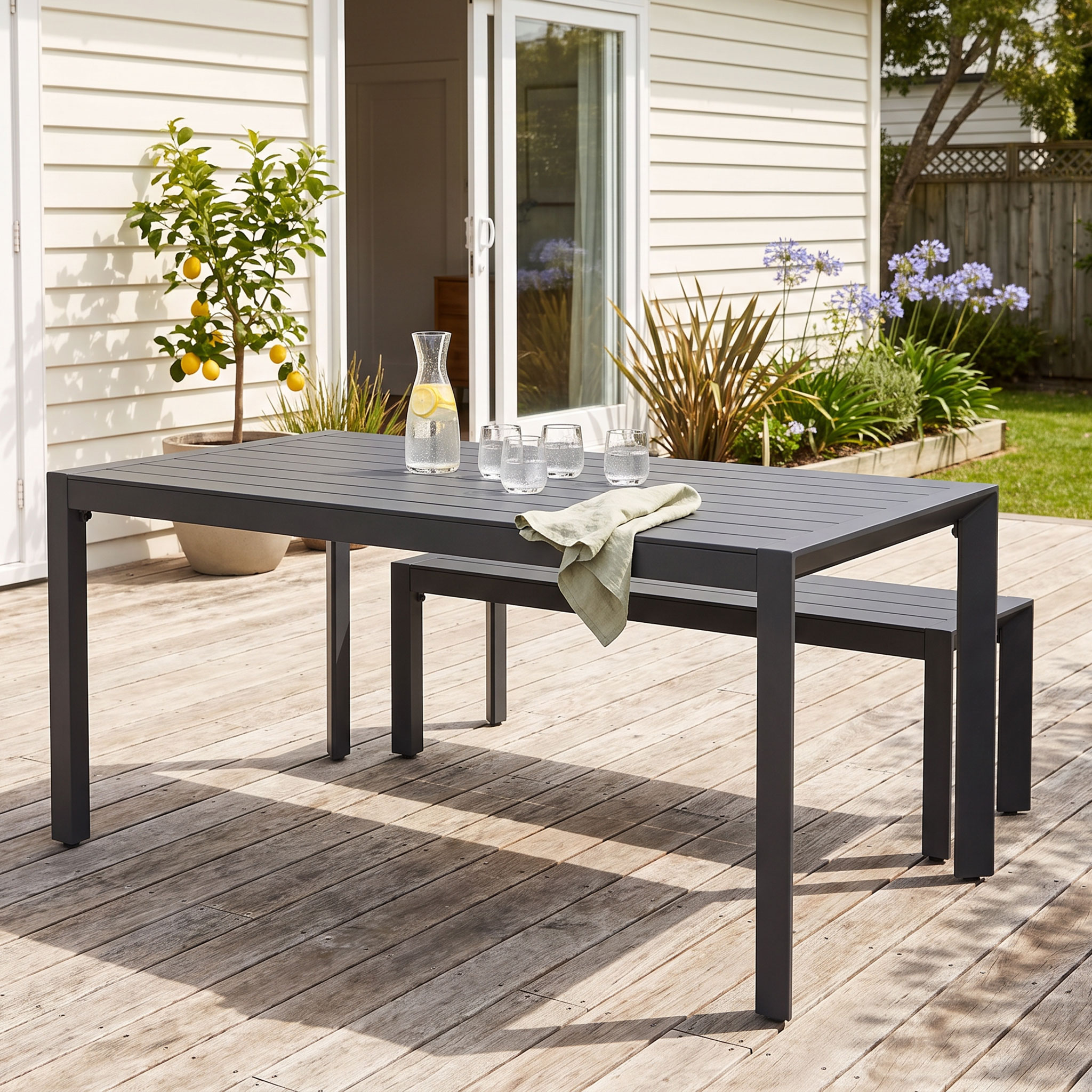 Antoni Outdoor Dining Table - W170, Gunmetal