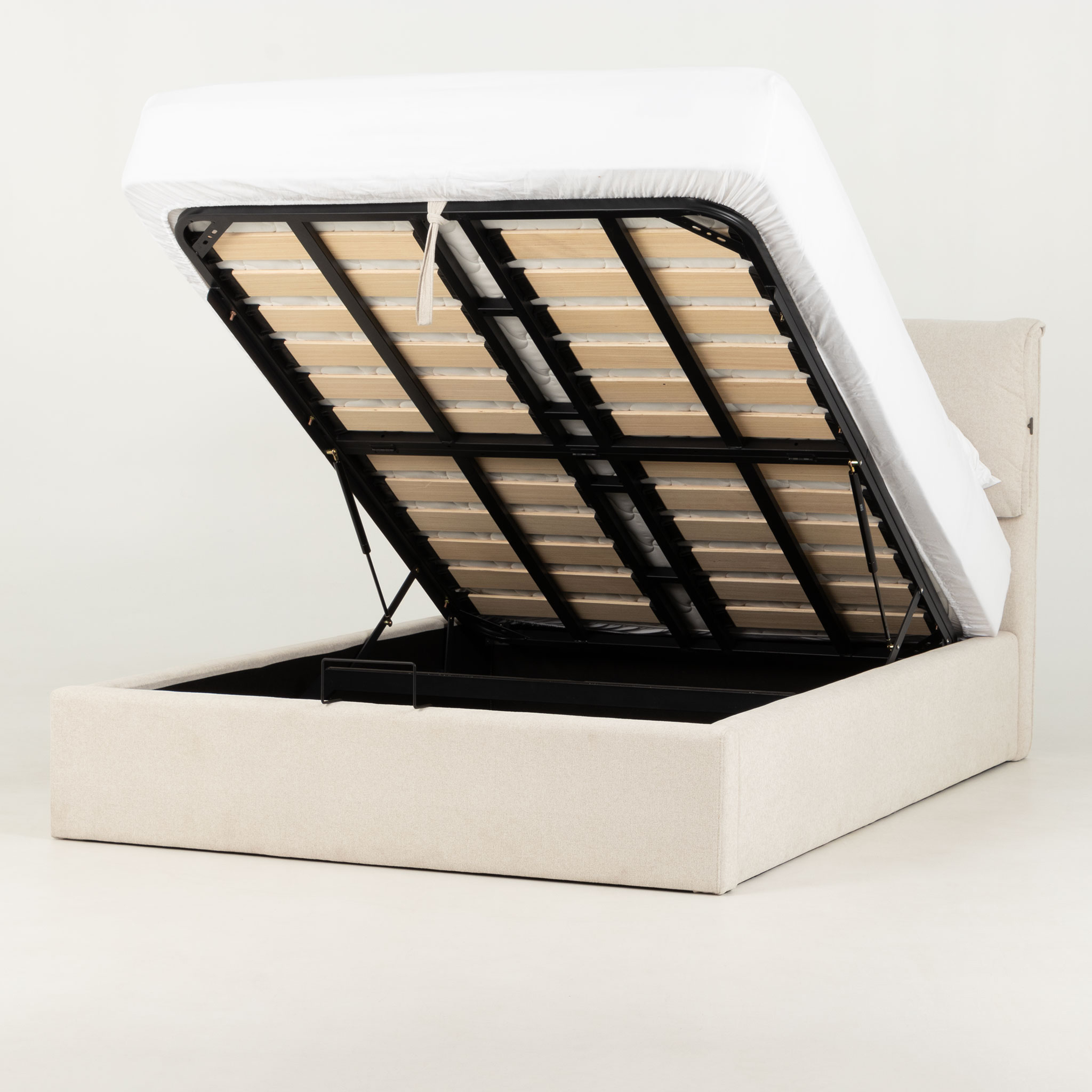 Sabina Lift Up Queen Bed Frame, Oatmeal