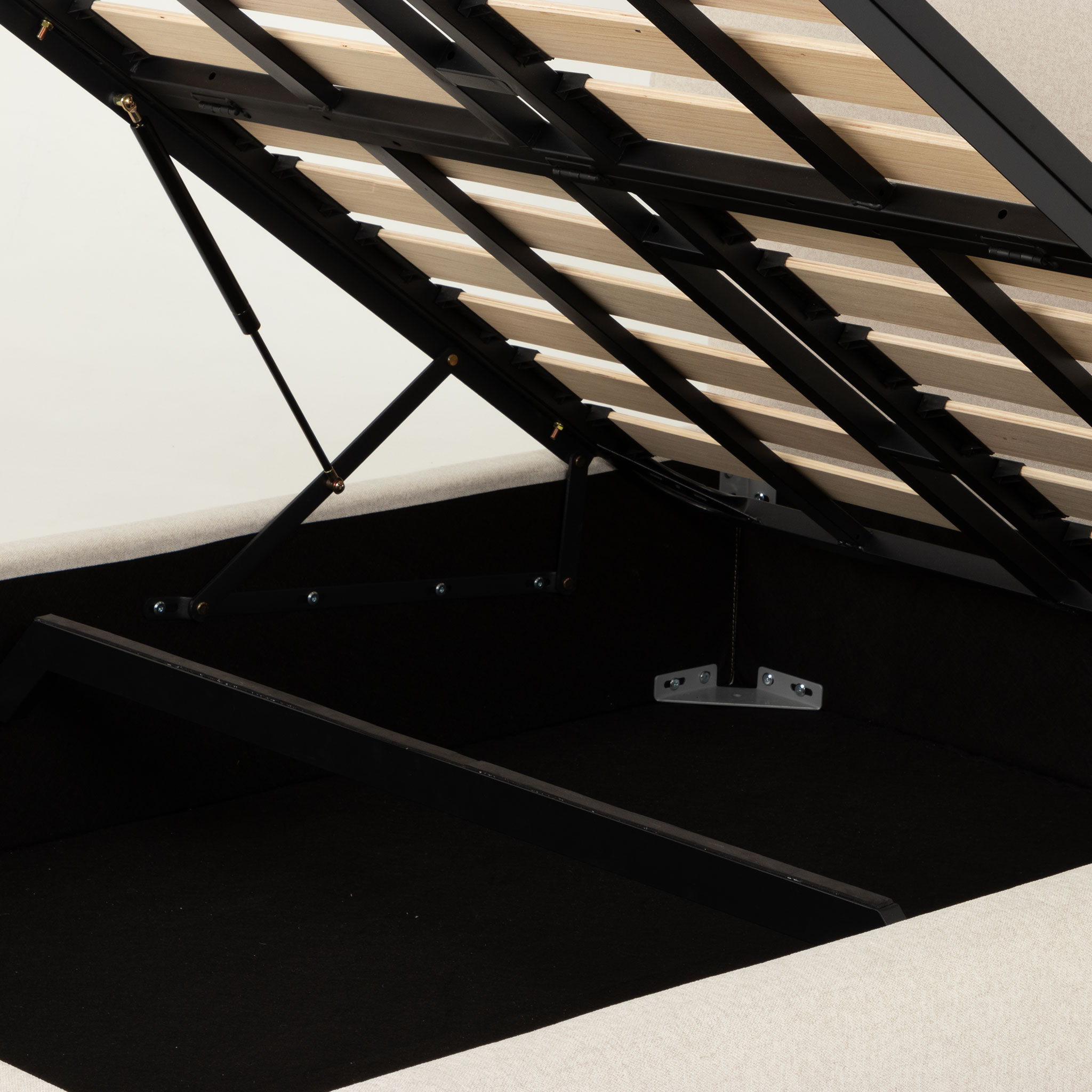 Sabina Lift Up Queen Bed Frame, Oatmeal