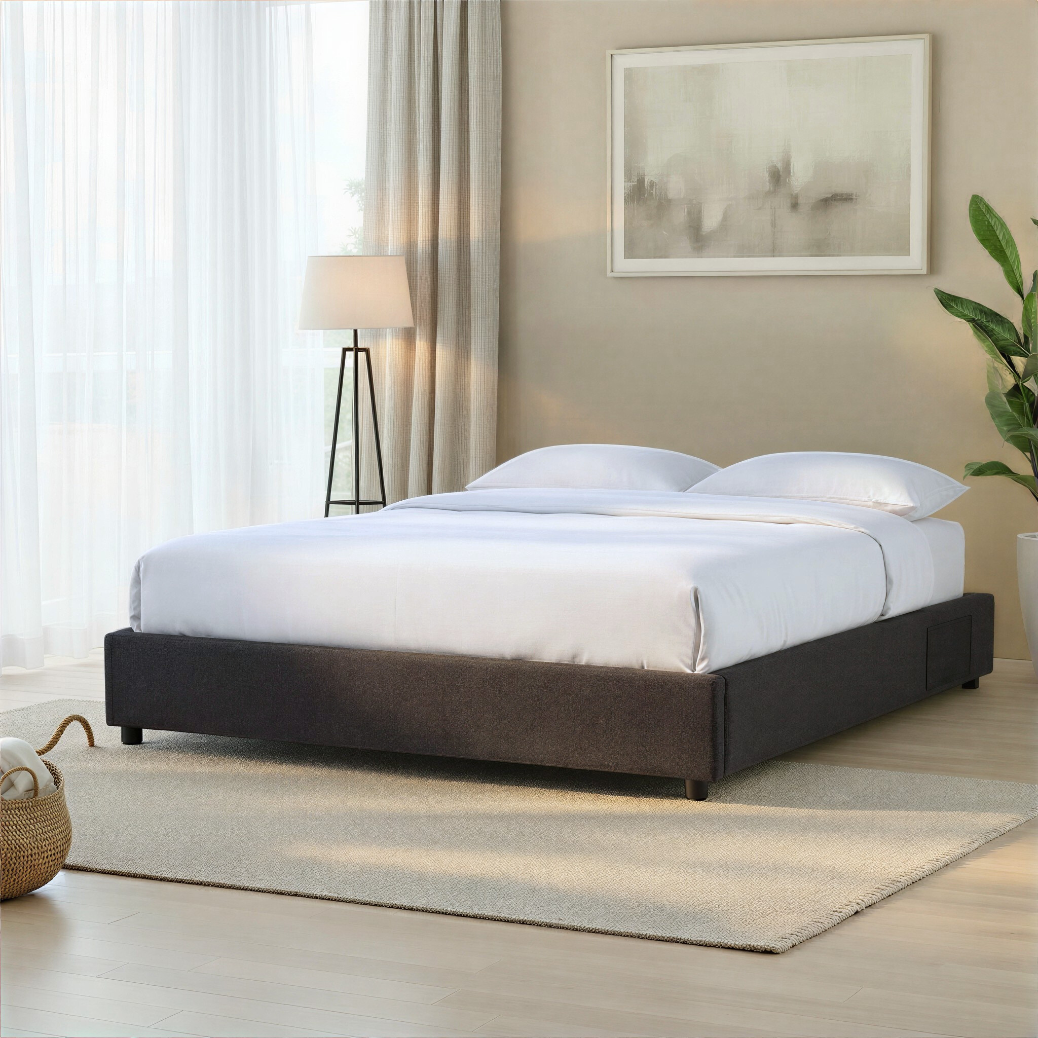 Elise Double Bed Base, Charcoal