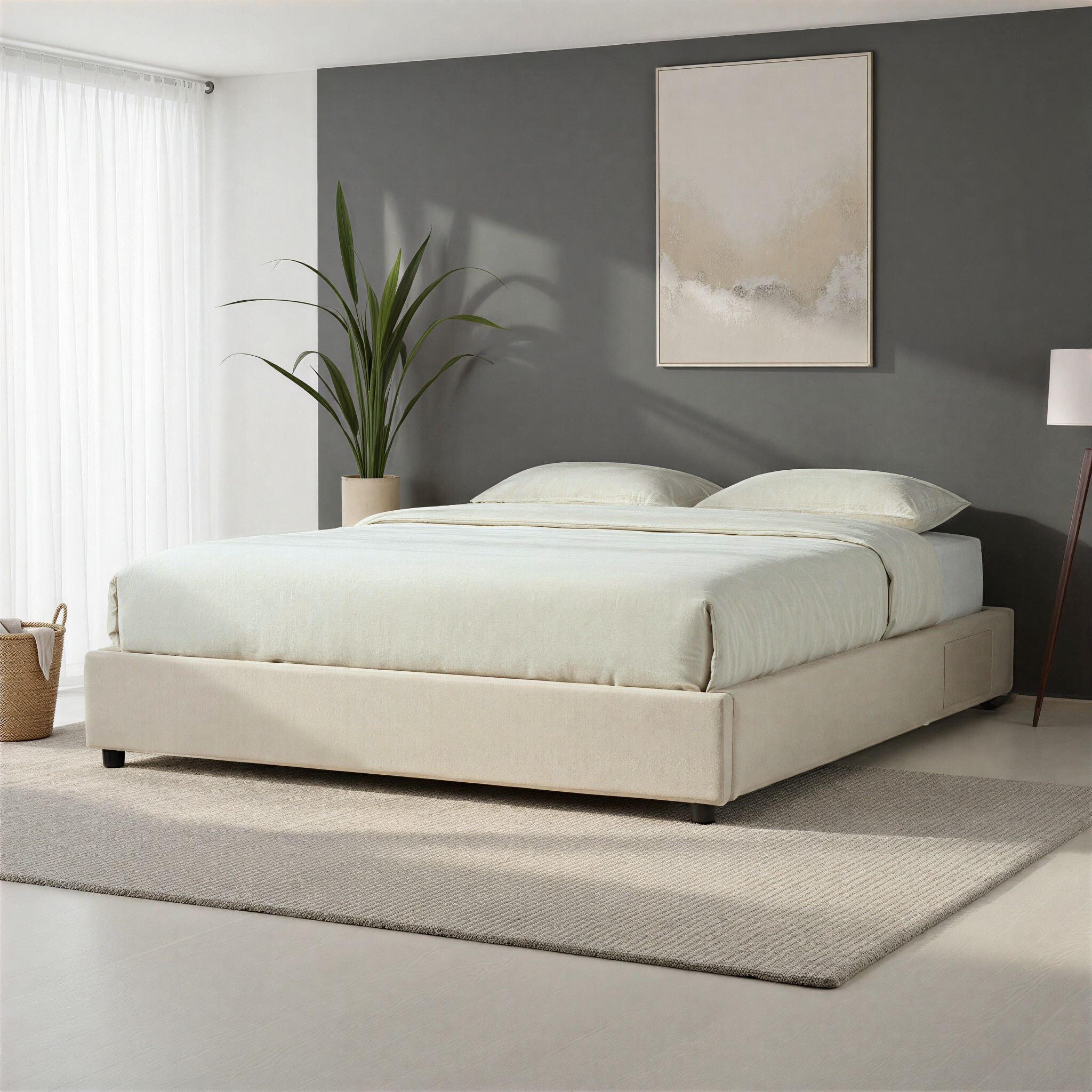 Elise King Bed Base, Taupe