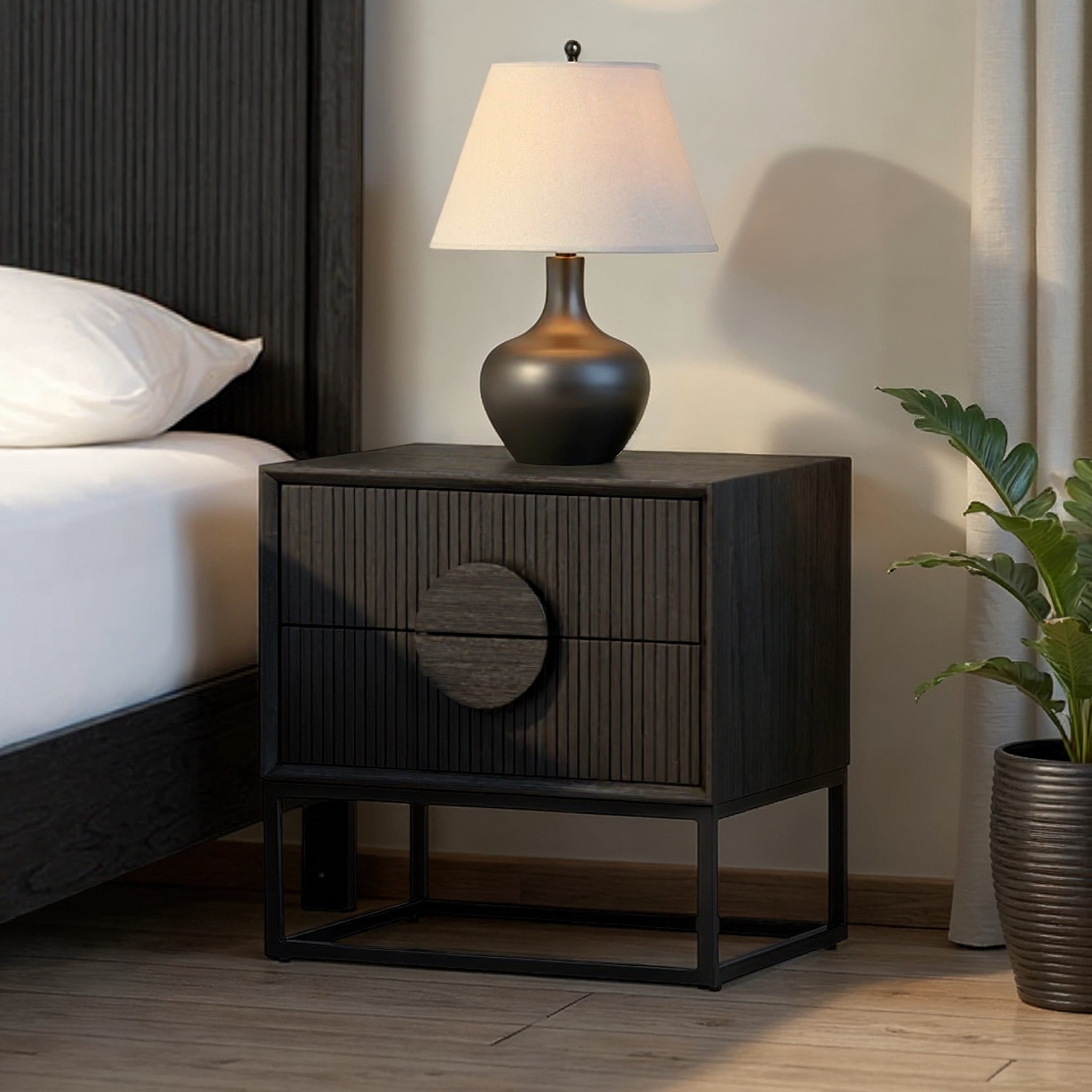 Oslo 2 Drawer Bedside, Dark