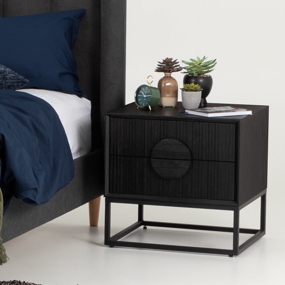 Oslo 2 Drawer Bedside, Dark