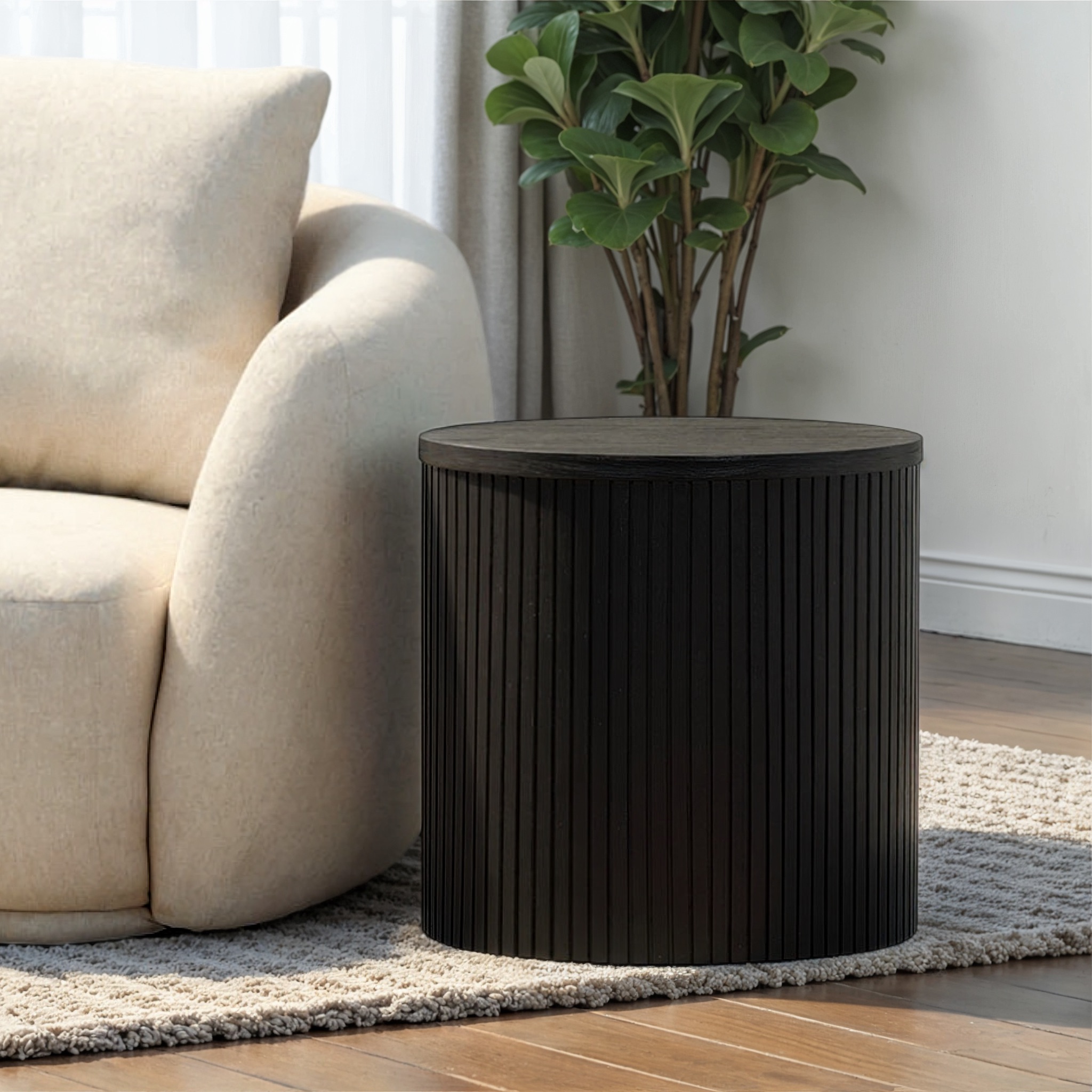 Oslo Round Side Table, Dark