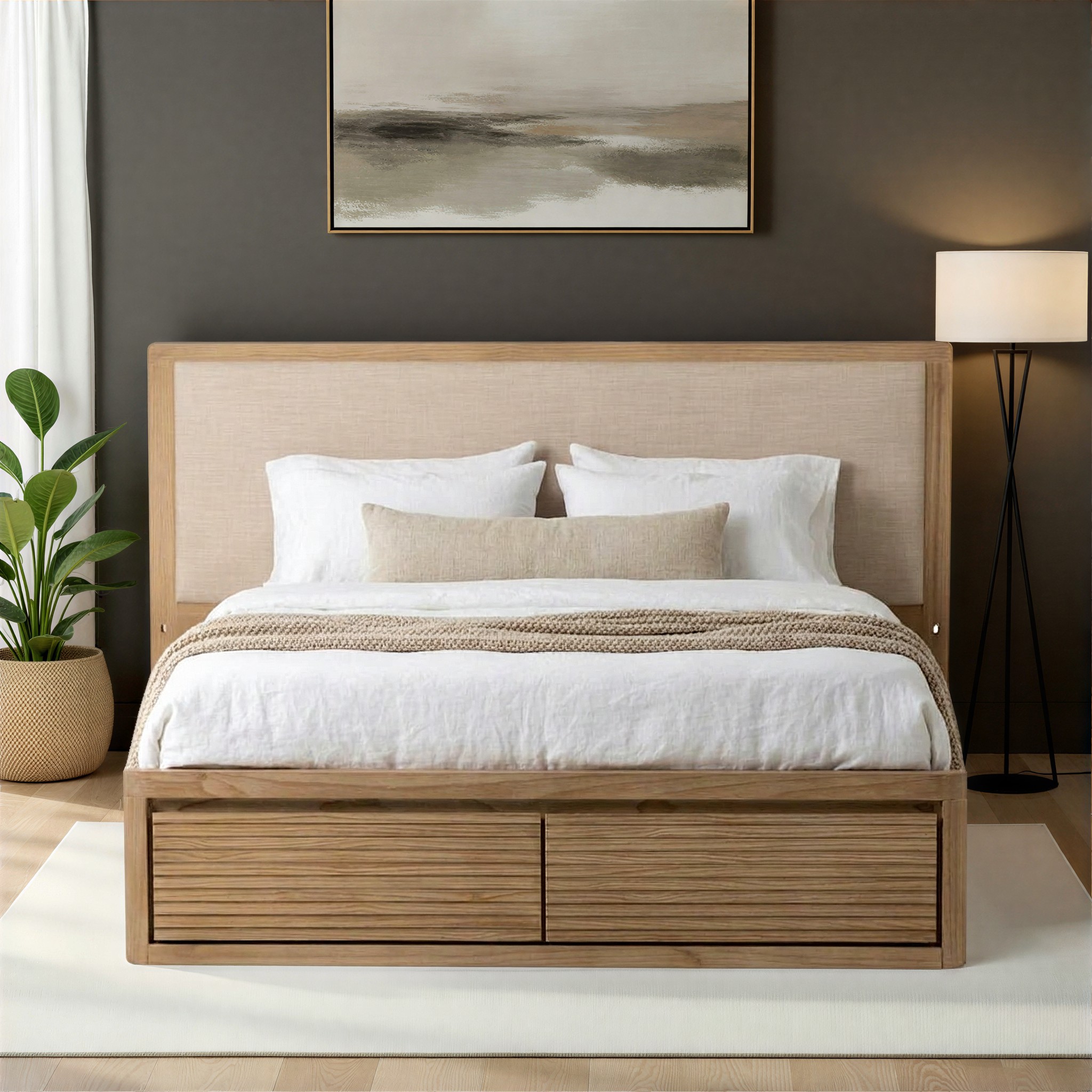 Bromley Super King Bed Frame With Drawers, Light