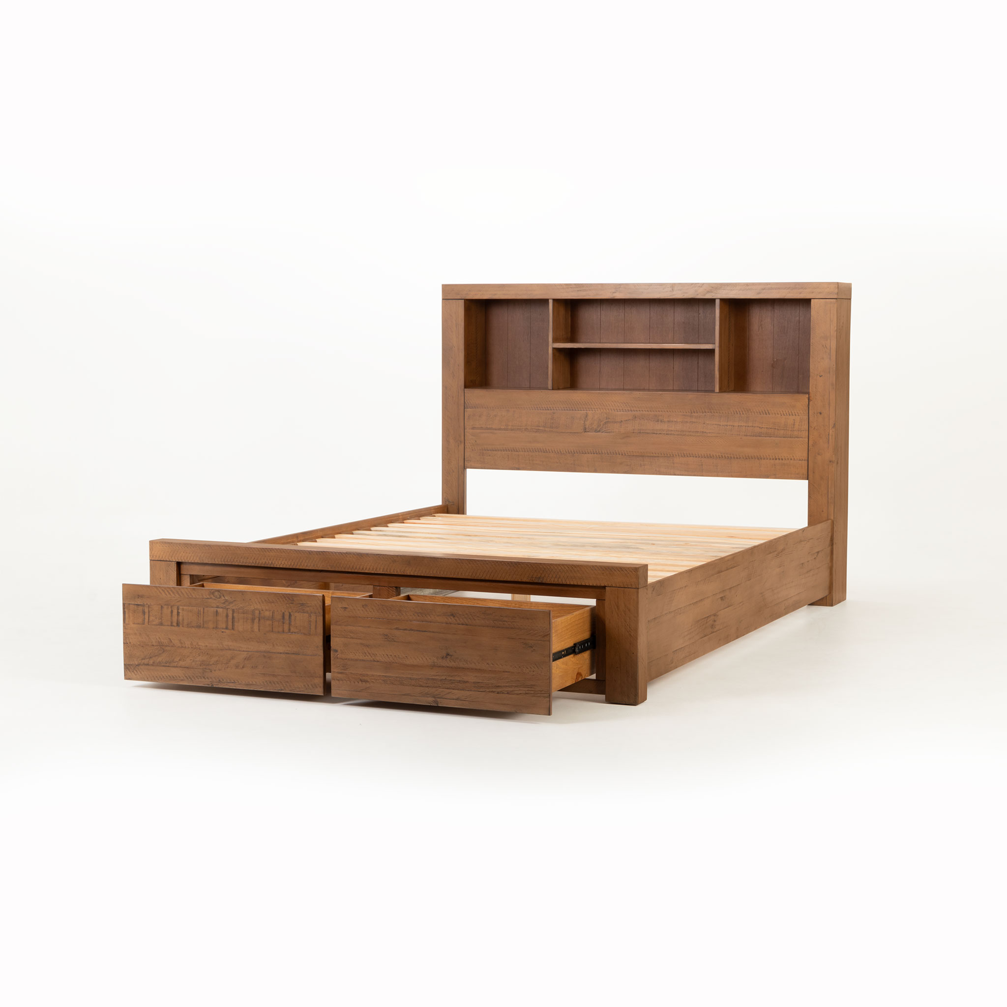 Safin Bookend Queen Bed Frame With Storage, Brown