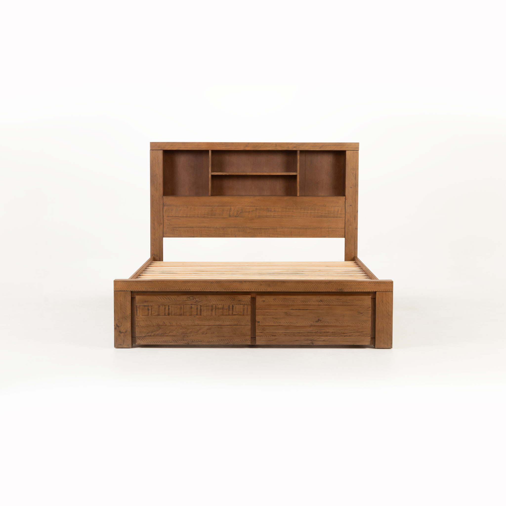 Safin Bookend Queen Bed Frame With Storage, Brown