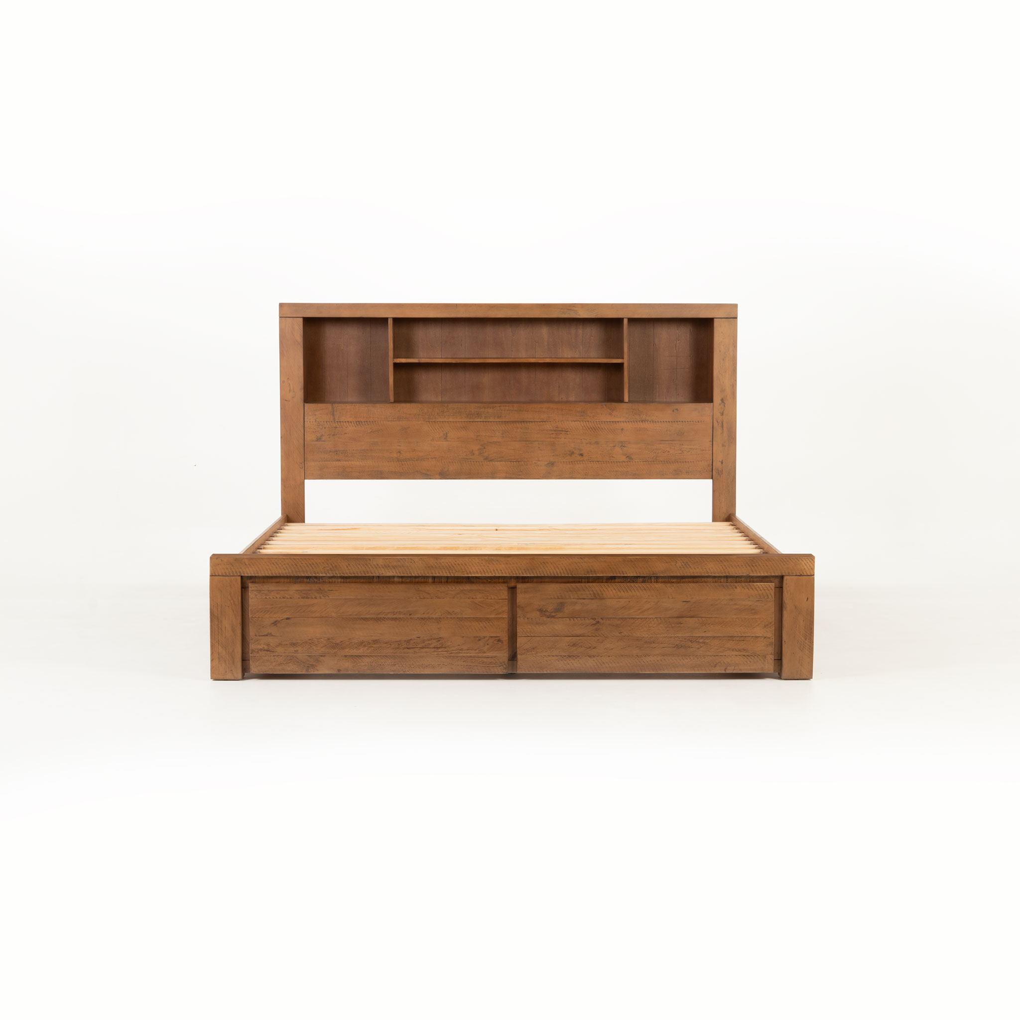 Safin Bookend Super King Bed Frame With Storage, Brown