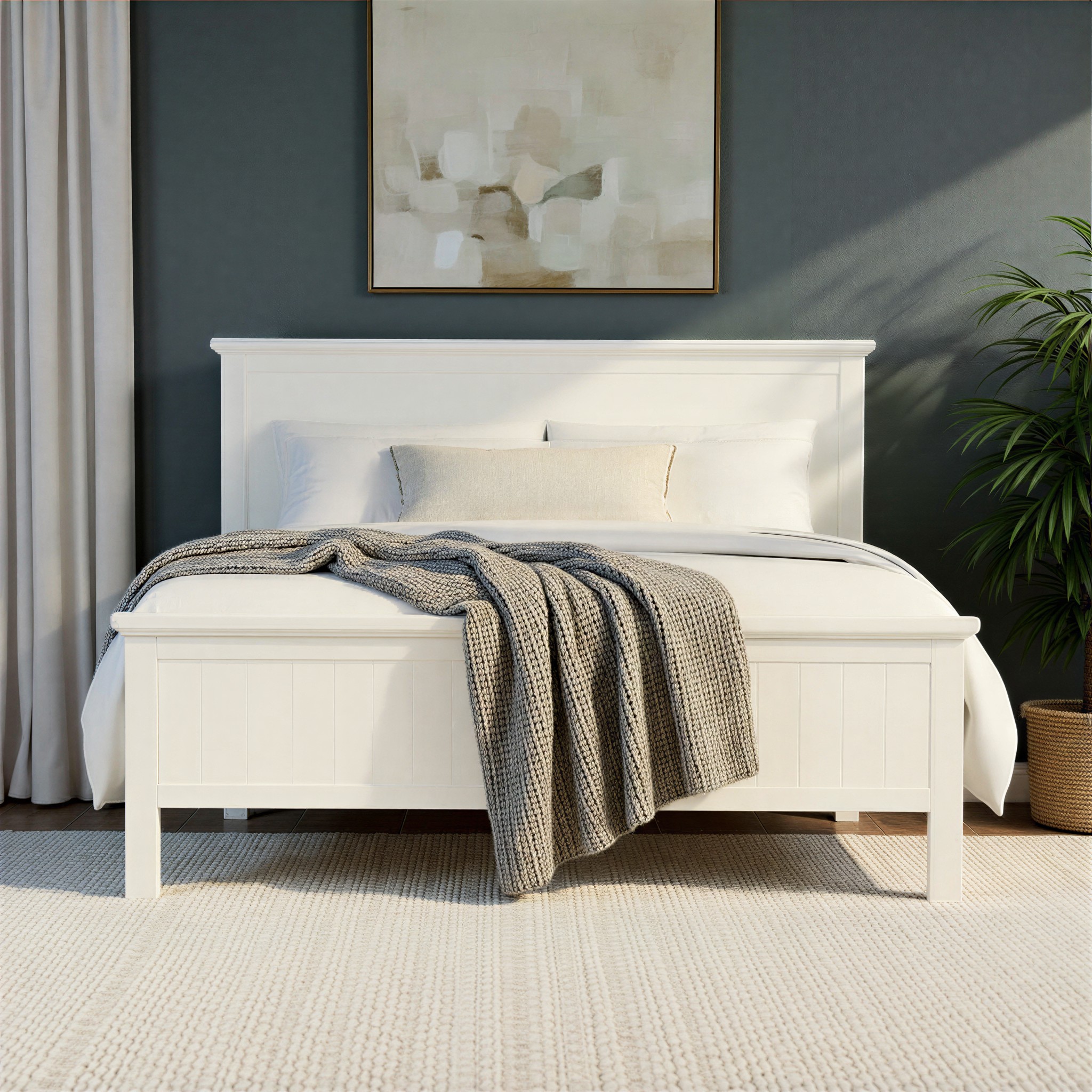 Melve King Bed Frame, White