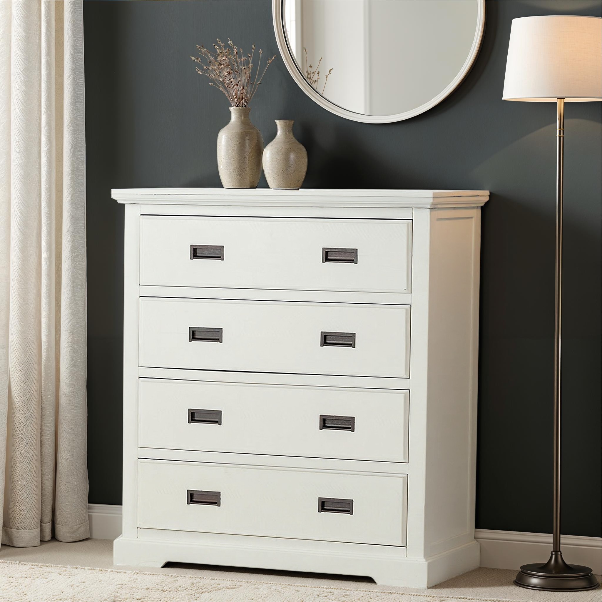 Melve 4 Drawer Tallboy, White