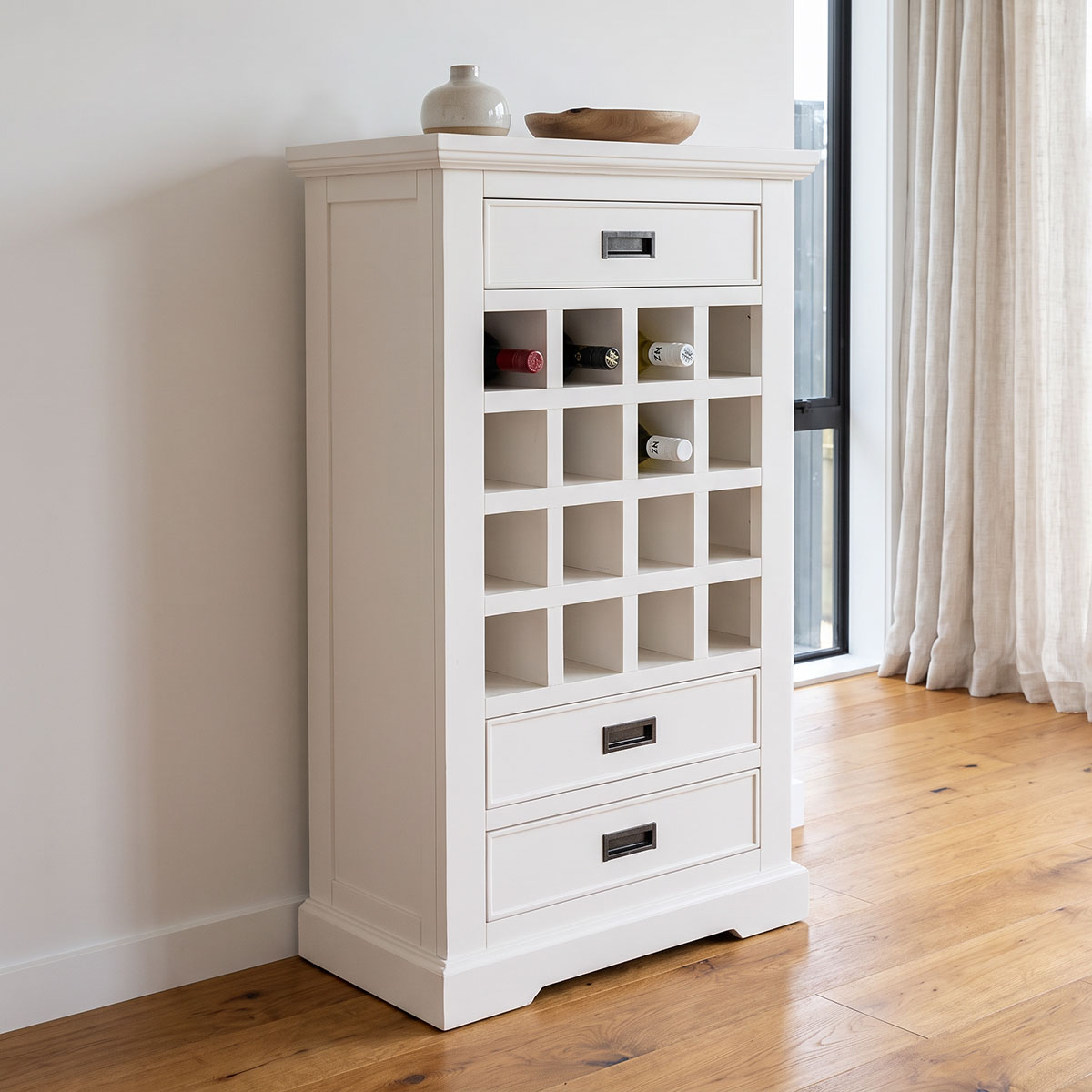 Melve Wine Rack With 3 Drawers, White