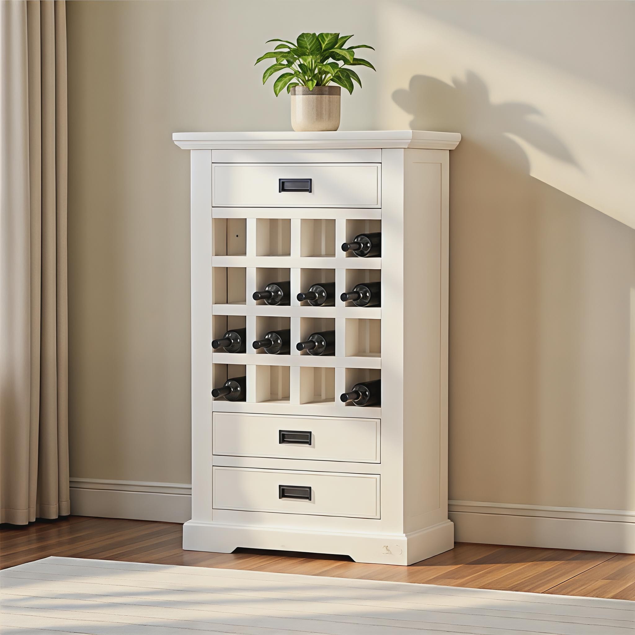 Melve Wine Rack With 3 Drawers, White