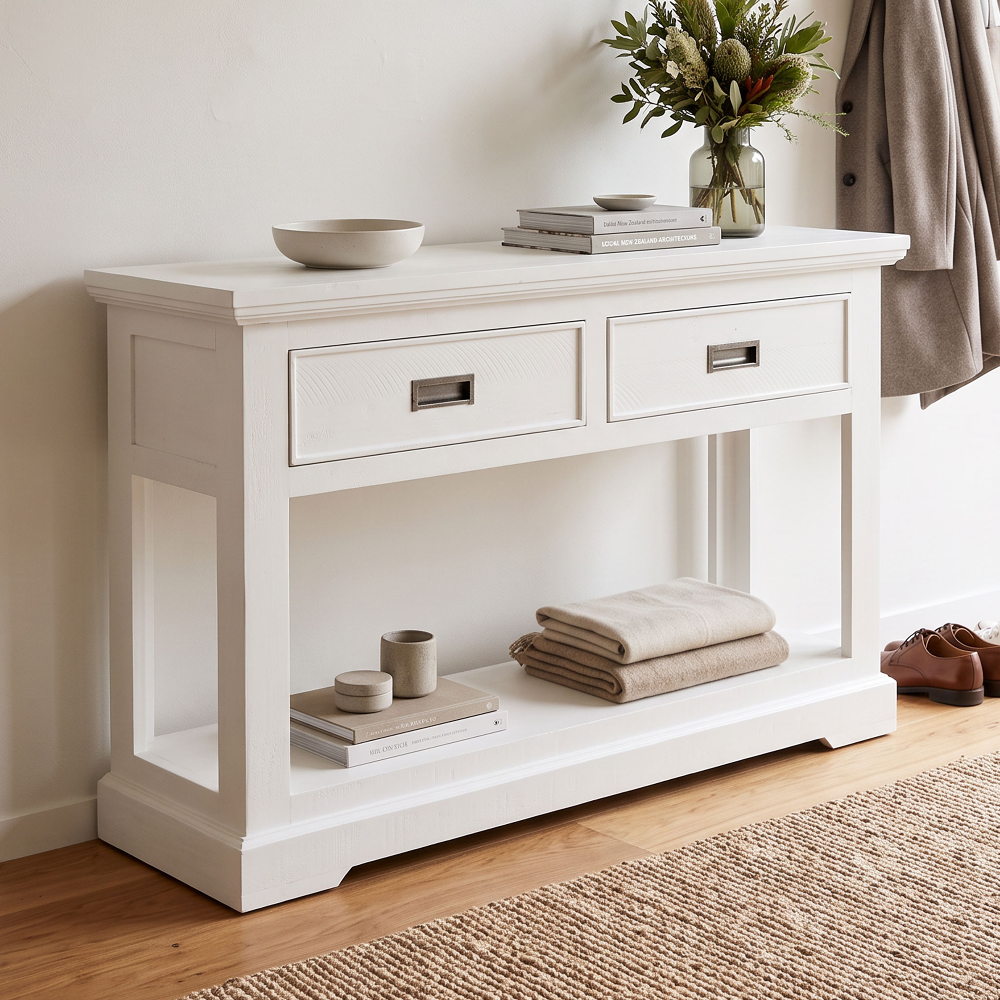 Melve Console Table, White