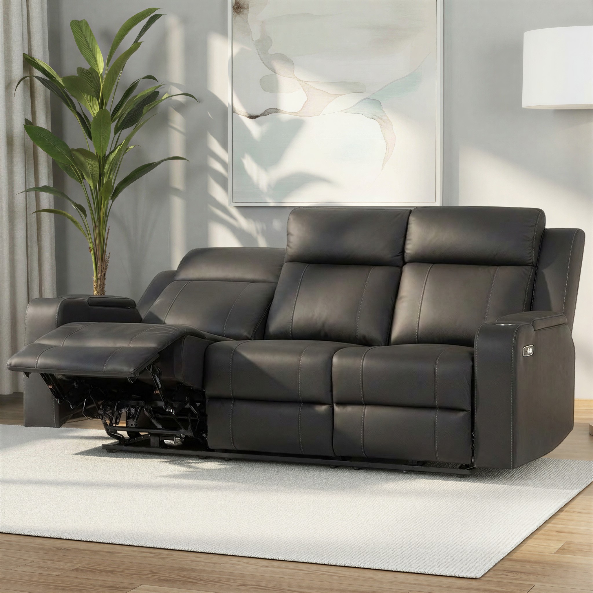 Nico 3 Seater Recliner Sofa, Charcoal