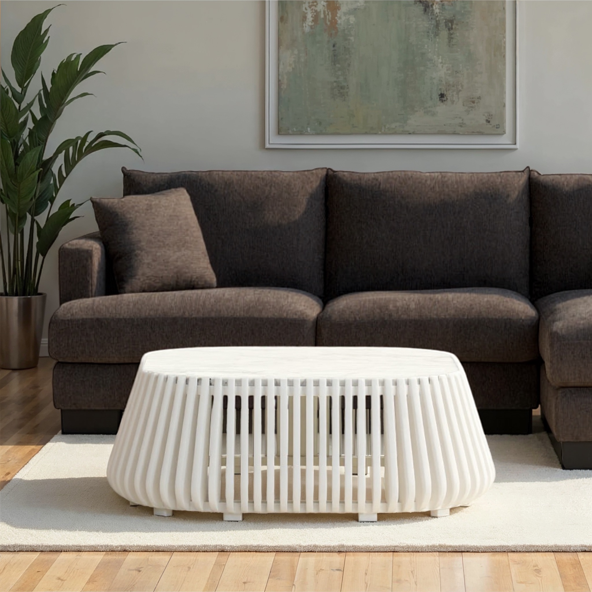 Maya Marble Low Coffee Table, White