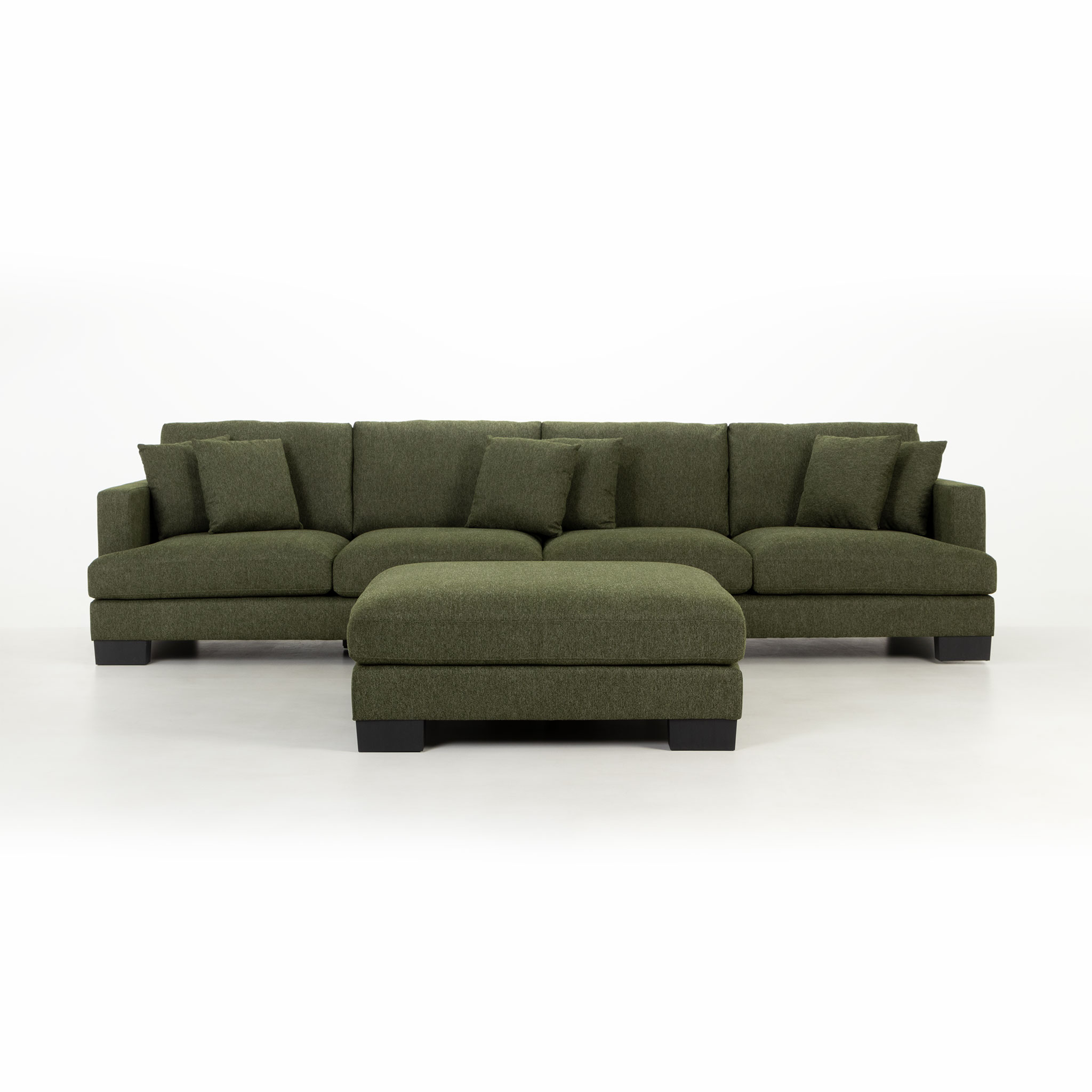 Mayfield Modular 5 Seater Sofa With Ottoman, Green