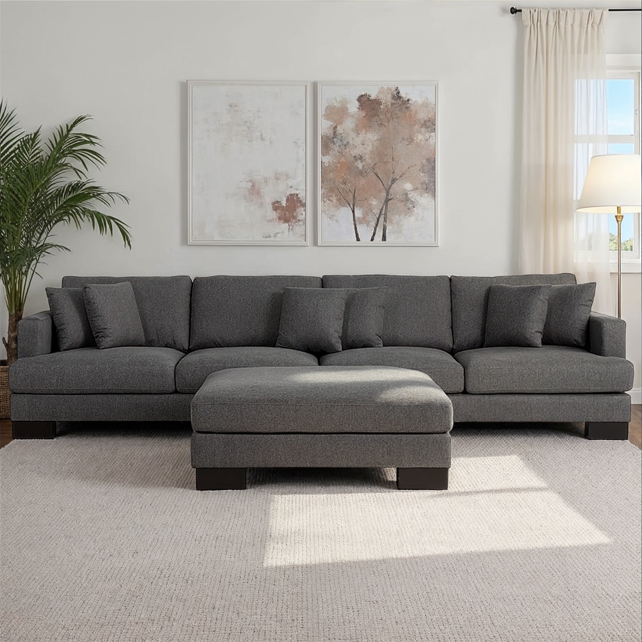 Mayfield Modular 5 Seater Sofa With Ottoman, Dark Grey