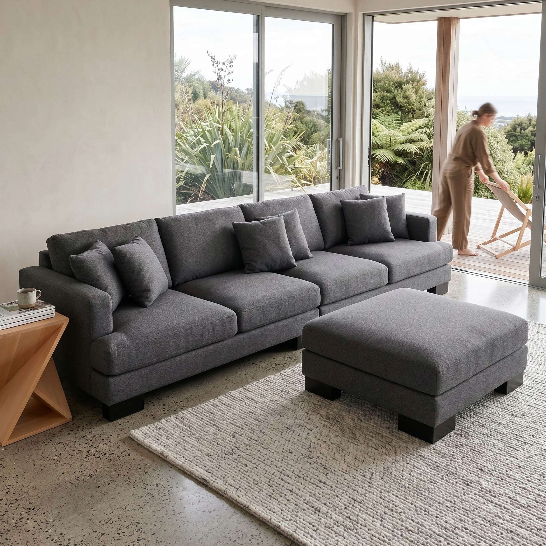 Mayfield Modular 5 Seater Sofa With Ottoman, Dark Grey