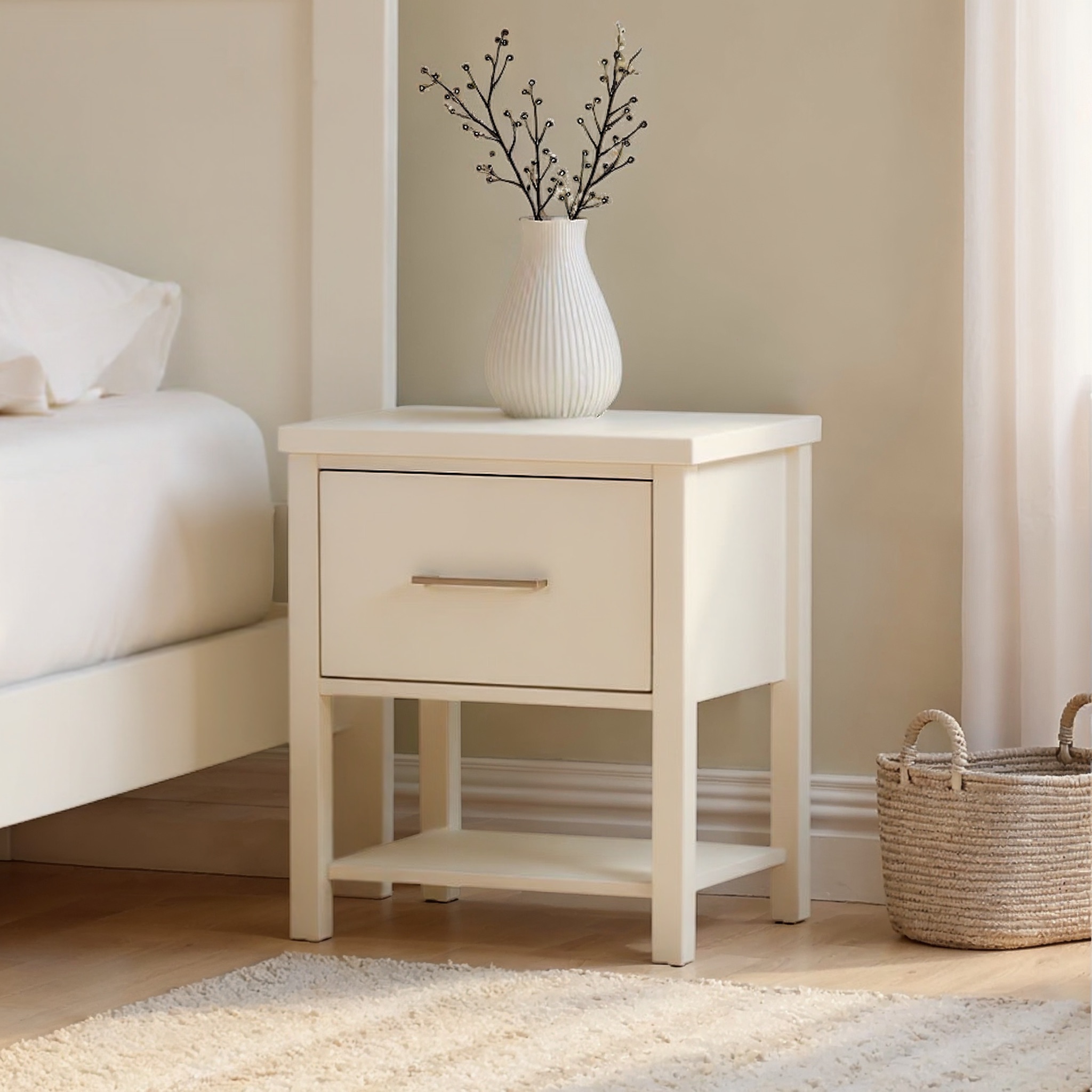 Miller 1 Drawer Bedside, White