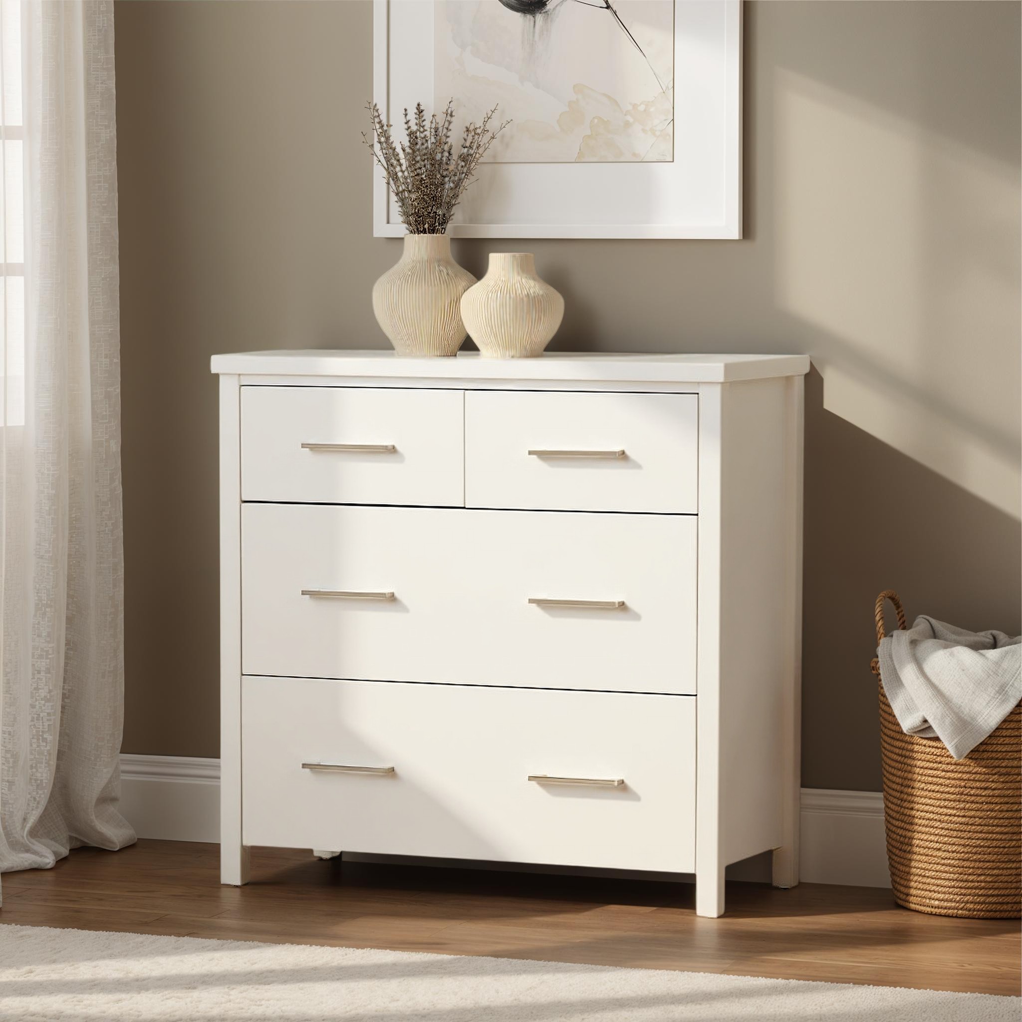 Miller 4 Drawer Tallboy, White